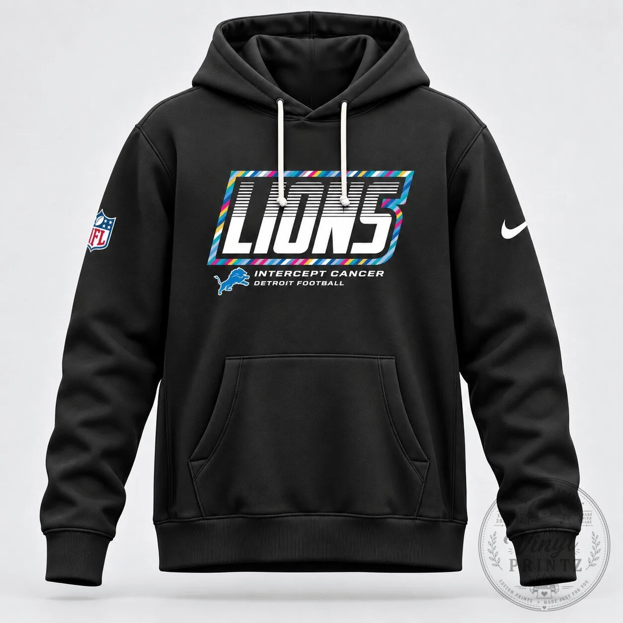 Detroit Lions Intercept Cancer Crucial Catch Hoodie