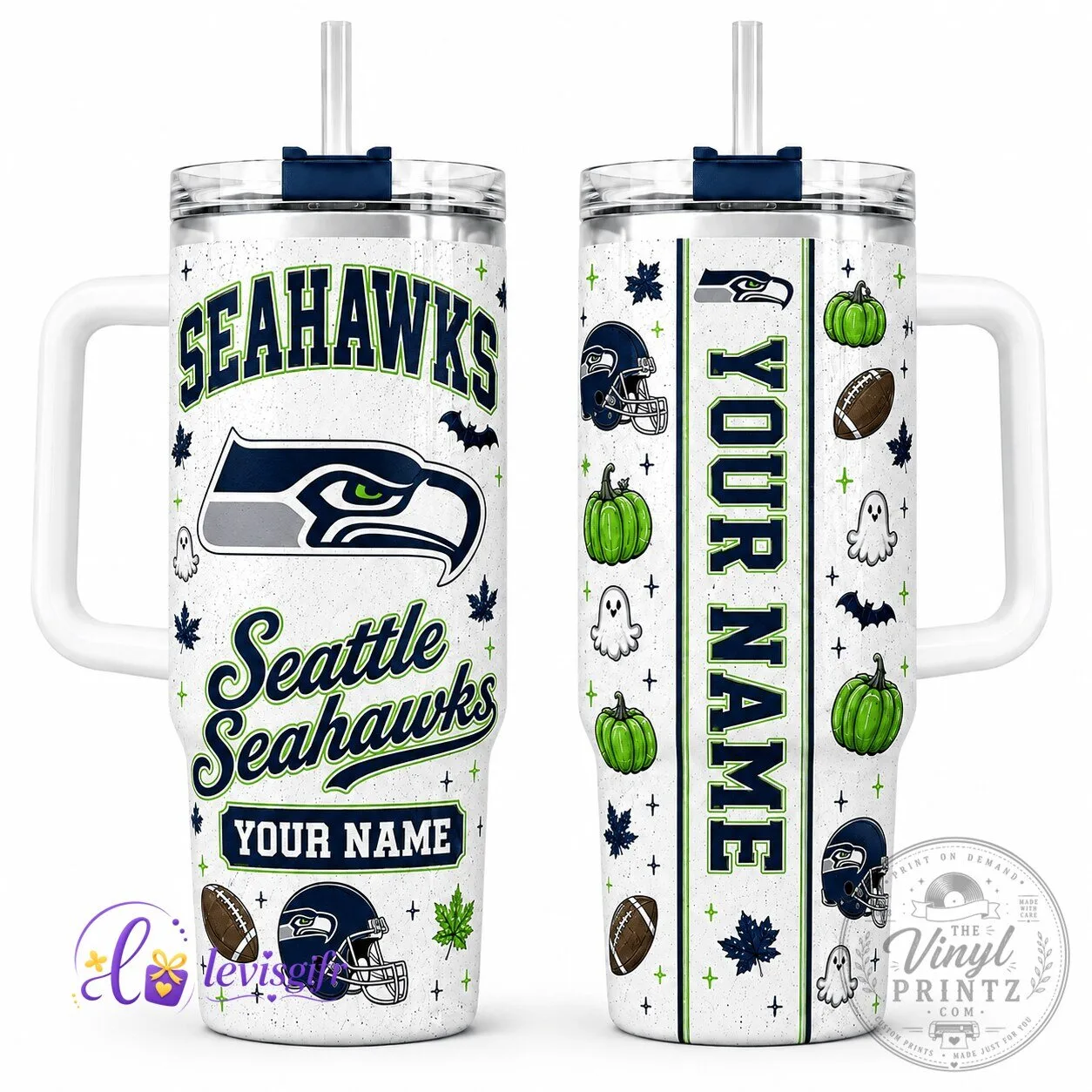 Seattle Seahawks NFL Halloween Personalized Football Tumbler