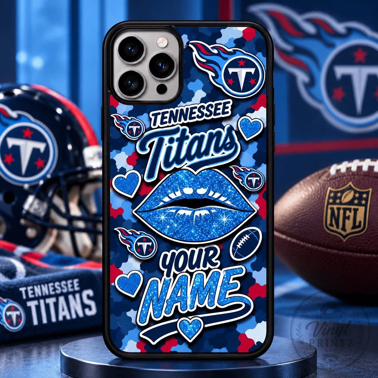 Tennessee Titans Personalized Glitter Lips Design NFL Football Fan Phone Case