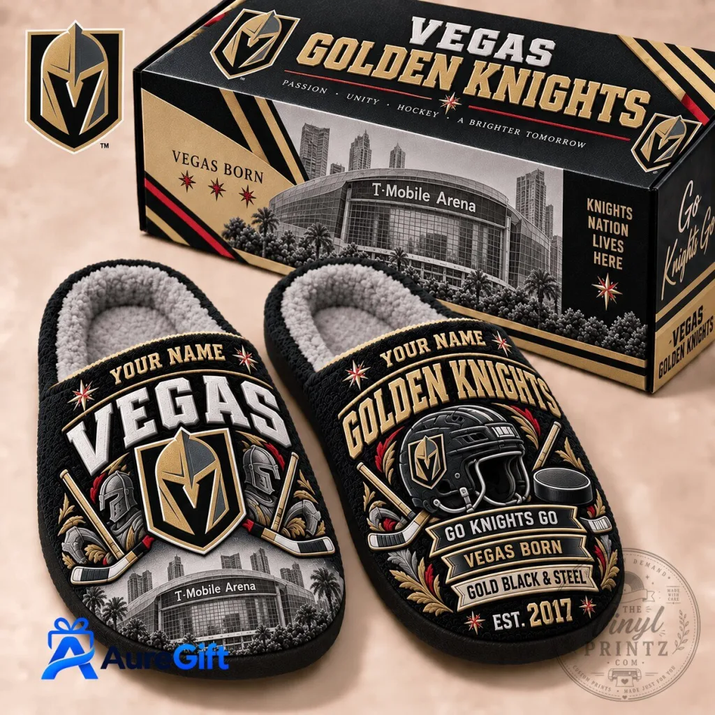 Vegas Golden Knights NHL Personalized Slippers for Men and Women Vegas Golden Knights NHL Personalized Slippers for Men and Women