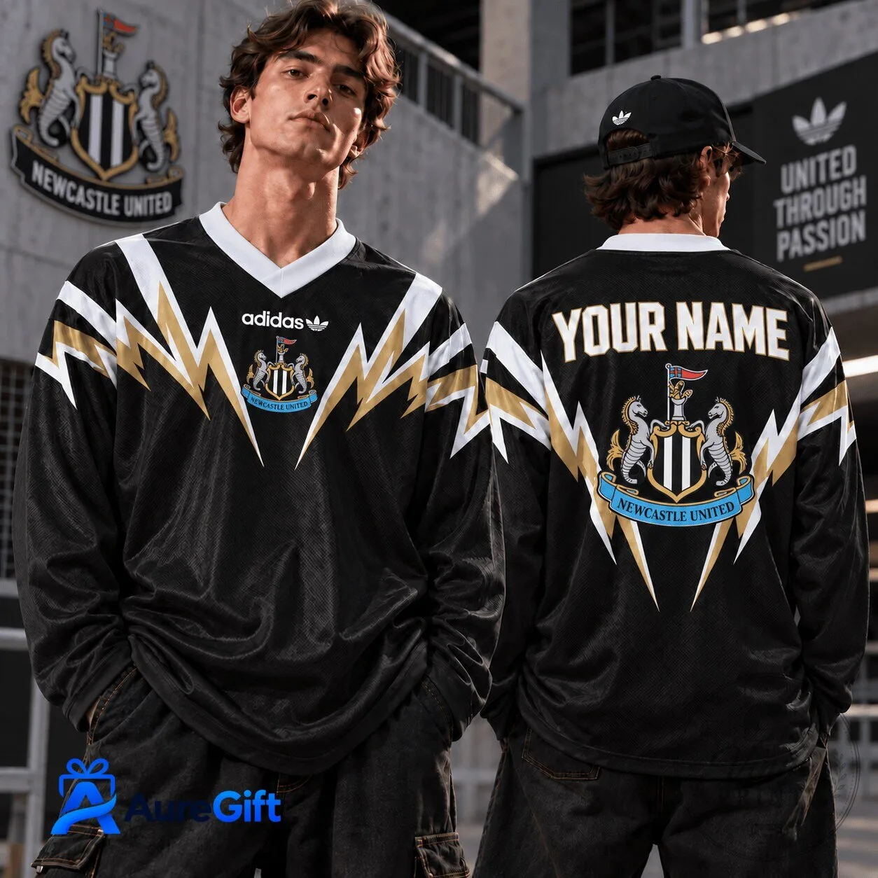 Newcastle United Personalized Long Sleeve V-Neck Football Jersey