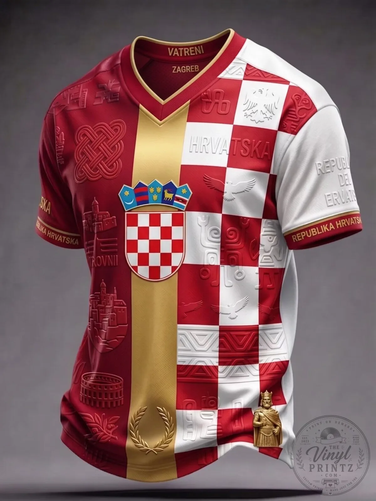 Croatia National Team Football Soccer Fan Jersey with Emblem