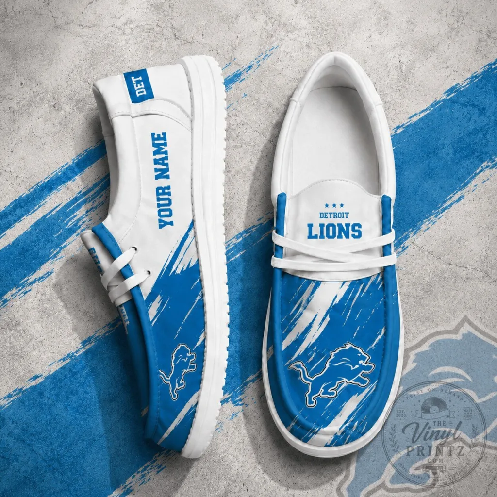 Detroit Lions Personalized Blue and White Casual Shoes Detroit Lions Personalized Blue and White Casual Shoes