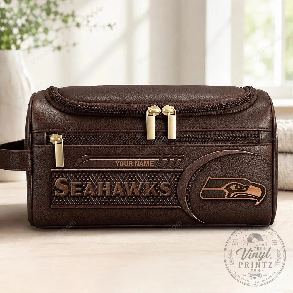 Seattle Seahawks National Football League Team Logo Brown Leather Travel Bag
