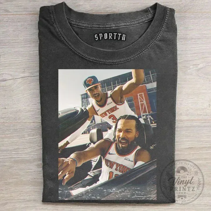 Vintage Basketball T-Shirt featuring Jalen Brunson & Josh Hart of the New York Knicks