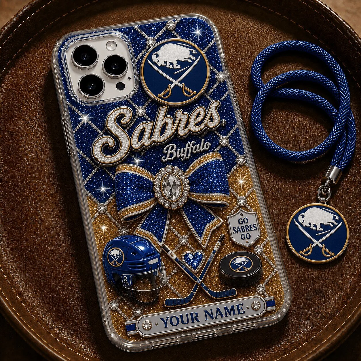 Buffalo Sabres NHL Sparkling Diamond Pattern Phone Case