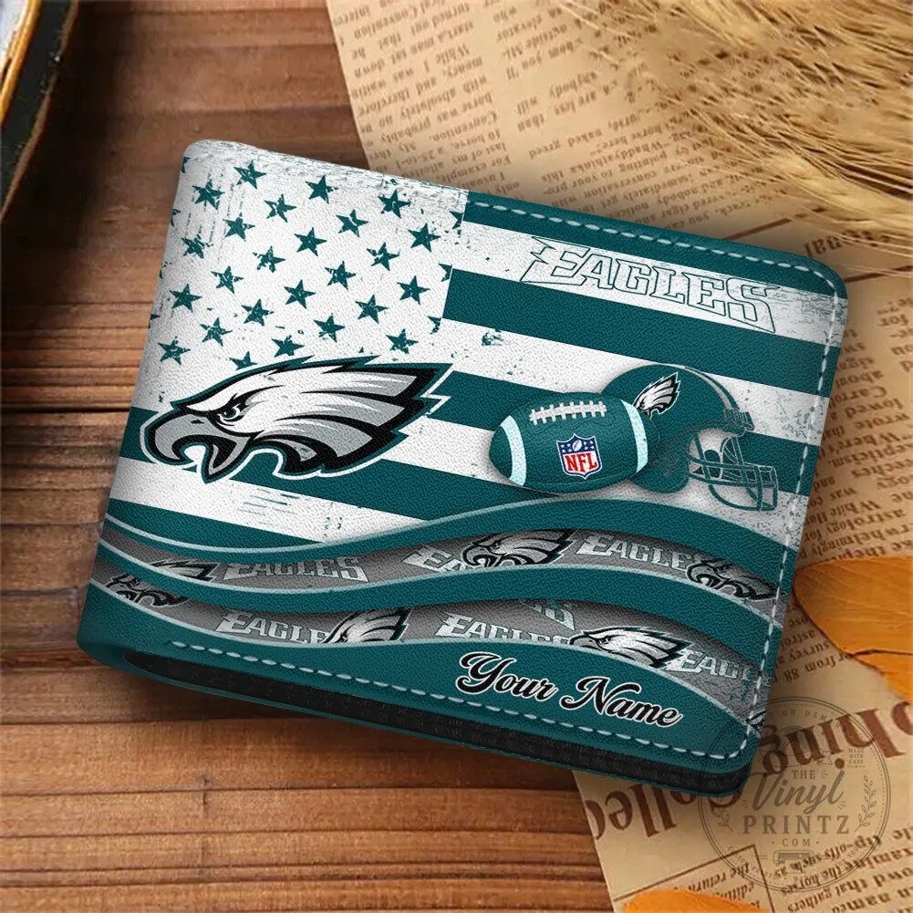 Philadelphia Eagles American Flag Personalized Football Team Wallet