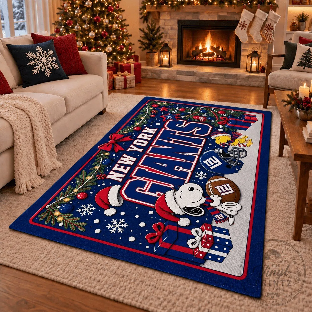 New York Giants Snoopy Christmas Holiday Area Rug 6 New York Giants Snoopy Christmas Holiday Area Rug