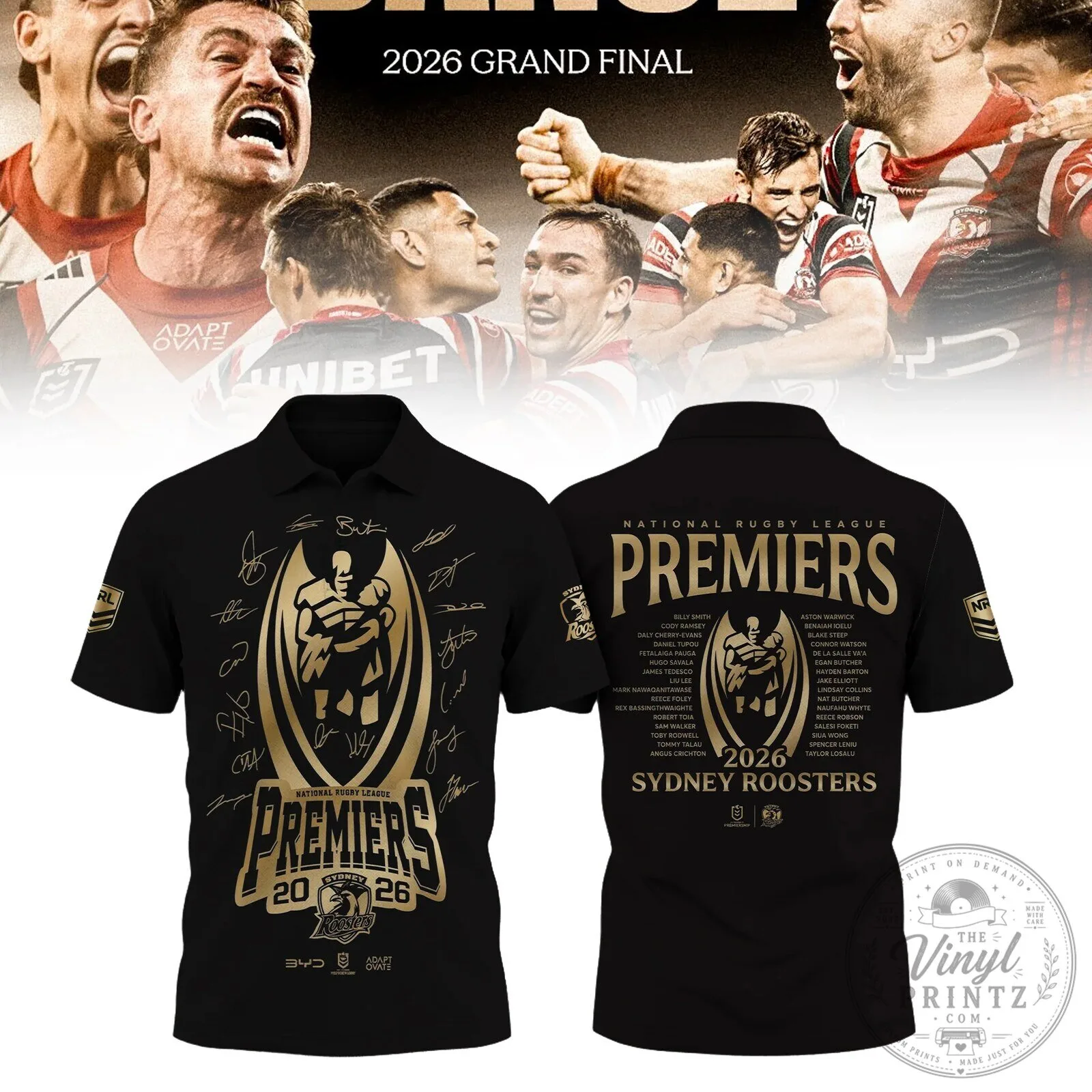 2026 NRL Premiers Polo Shirt - Sydney Roosters National Rugby League Merchandise