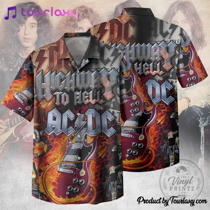 ACDC Highway to Hell Album Cover Art Rock Band Hawaiian Shirt