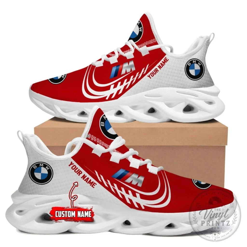 BMW M Series Red and White Custom Name Chunky Sneakers