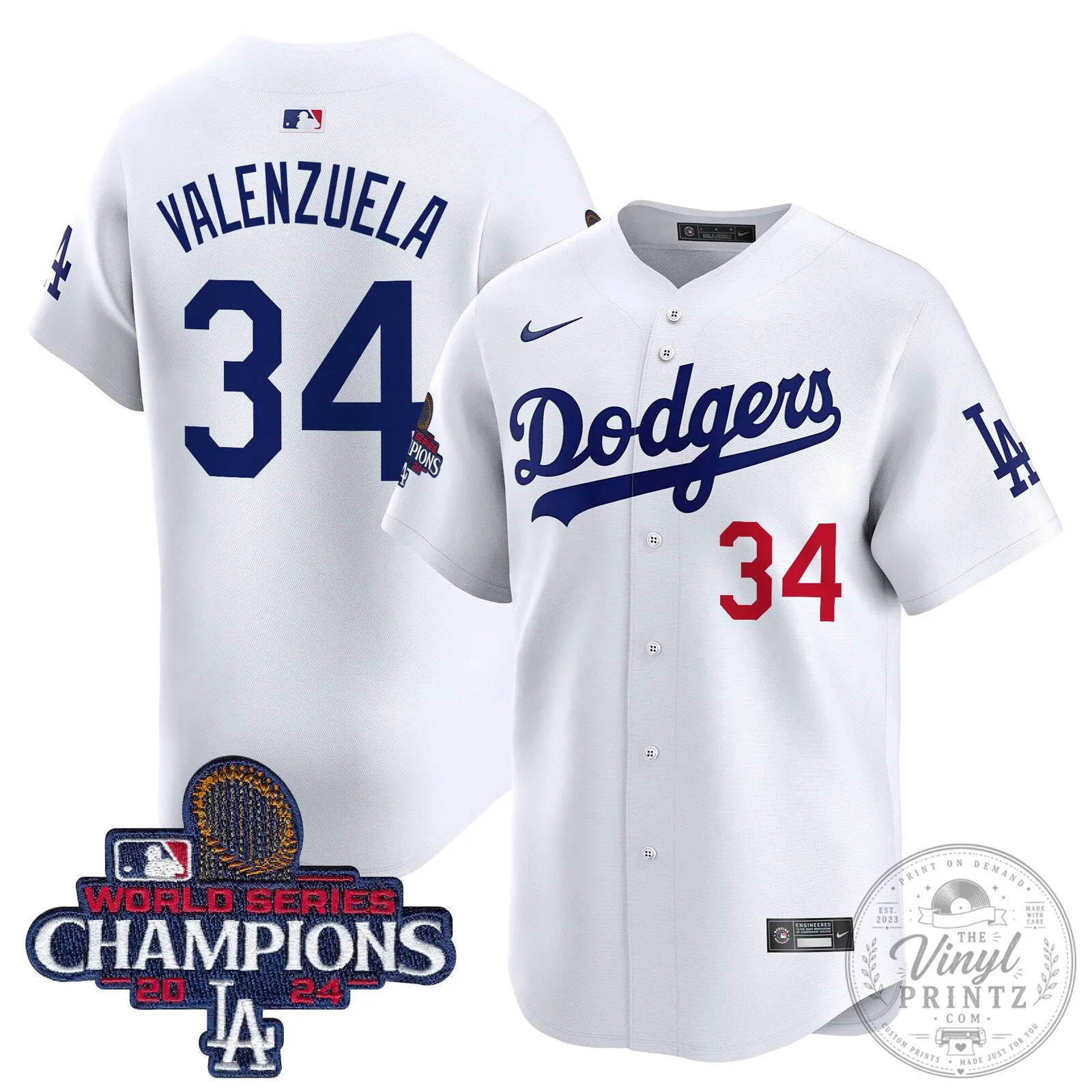 Los Angeles Dodgers Fernando Valenzuela 2024 World Series Champions Baseball Jersey 1 Los Angeles Dodgers Fernando Valenzuela 2024 World Series Champions Baseball Jersey