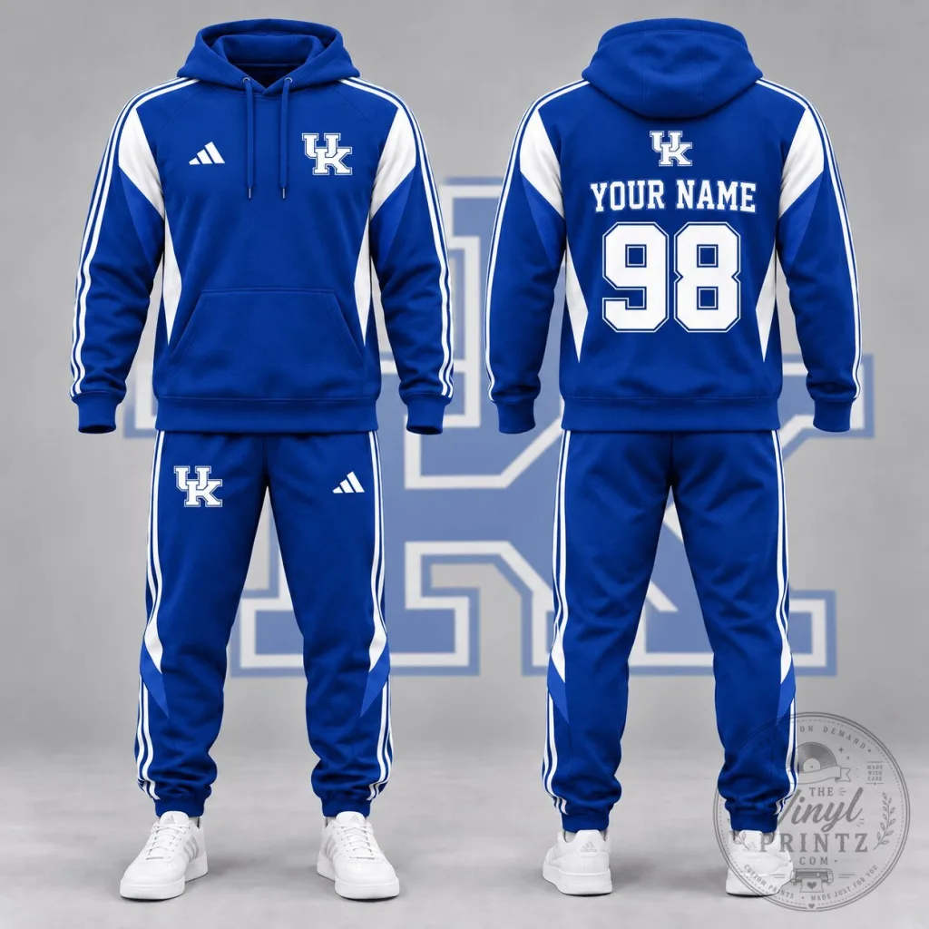 Kentucky Wildcats Personalized Sideline Spirit Hoodie and Jogger Tracksuit Kentucky Wildcats Personalized Sideline Spirit Hoodie and Jogger Tracksuit