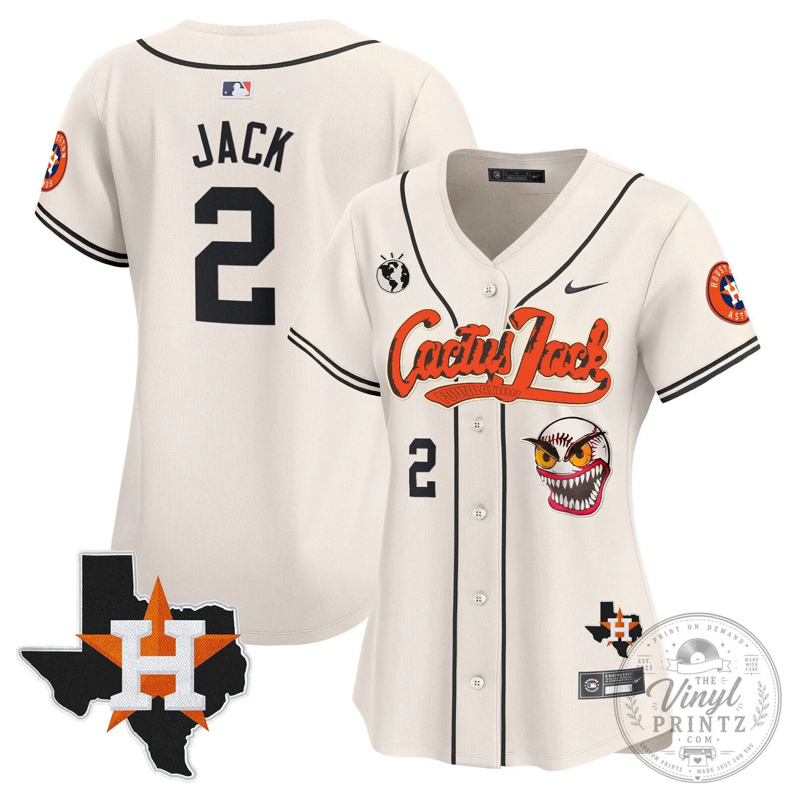 Houston Astros Cactus Jack Stroud Number 7 Women's Baseball Jersey 59 Houston Astros Cactus Jack Stroud Number 7 Women