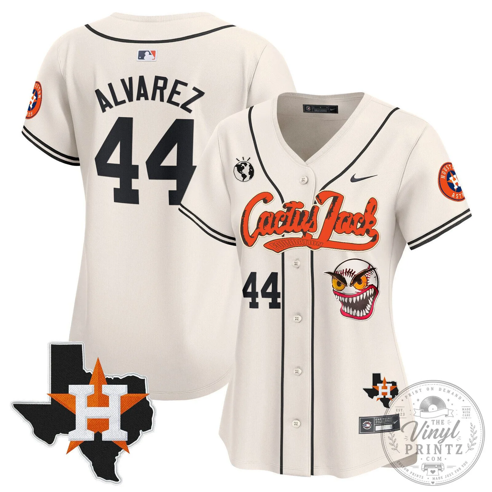 Houston Astros Cactus Jack Stroud Number 7 Women's Baseball Jersey 63 Houston Astros Cactus Jack Stroud Number 7 Women