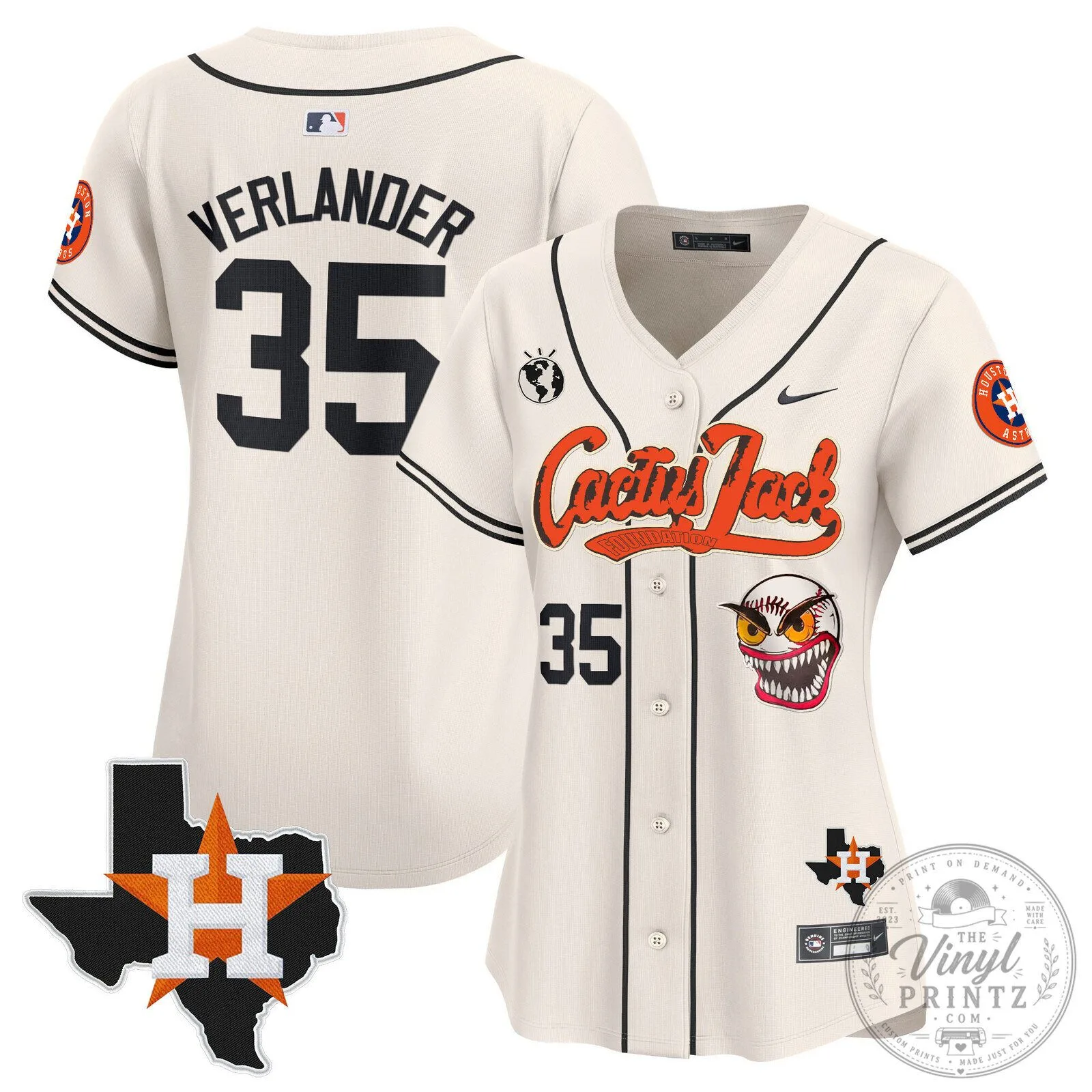 Houston Astros Cactus Jack Stroud Number 7 Women's Baseball Jersey 64 Houston Astros Cactus Jack Stroud Number 7 Women
