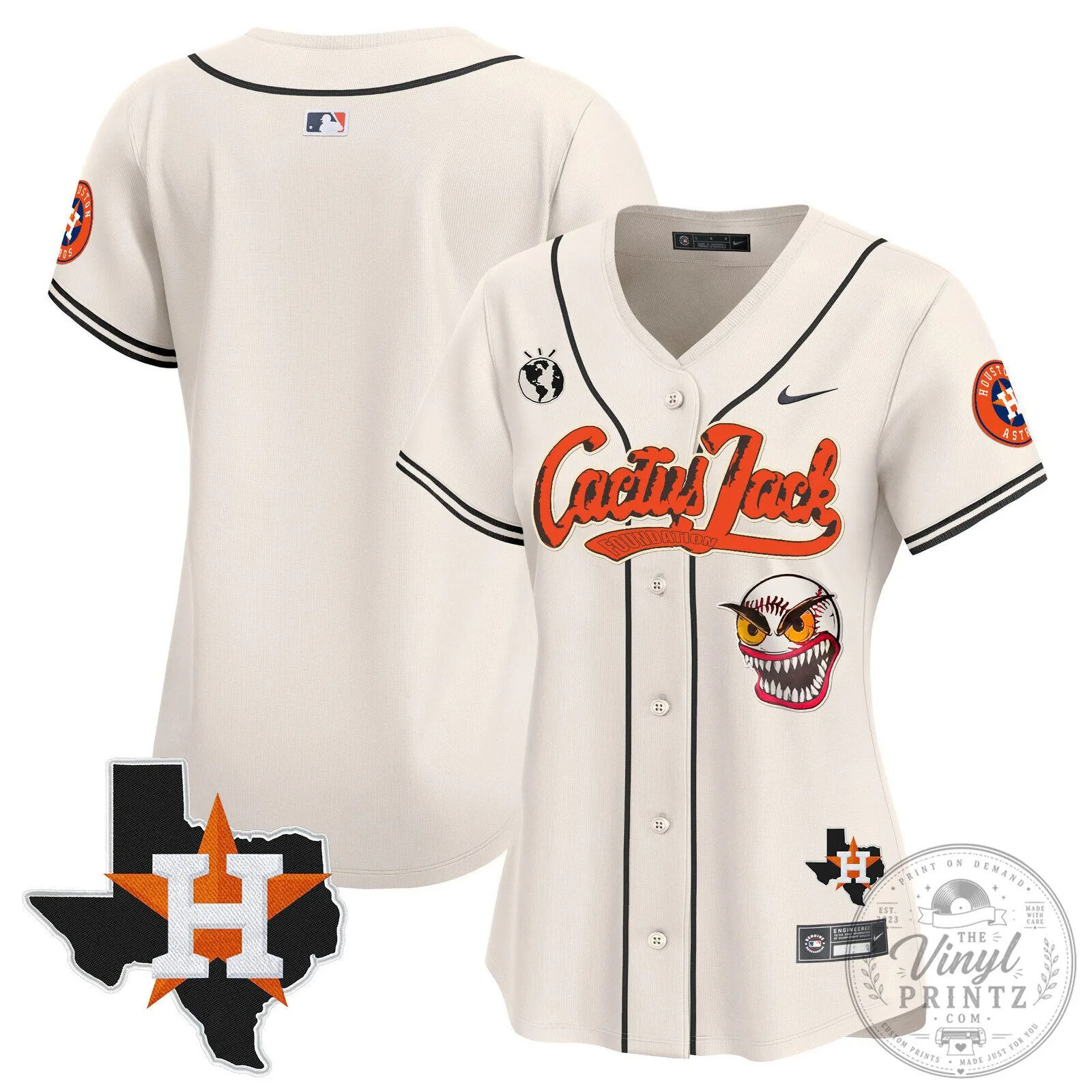 Houston Astros Cactus Jack Stroud Number 7 Women's Baseball Jersey 66 Houston Astros Cactus Jack Stroud Number 7 Women