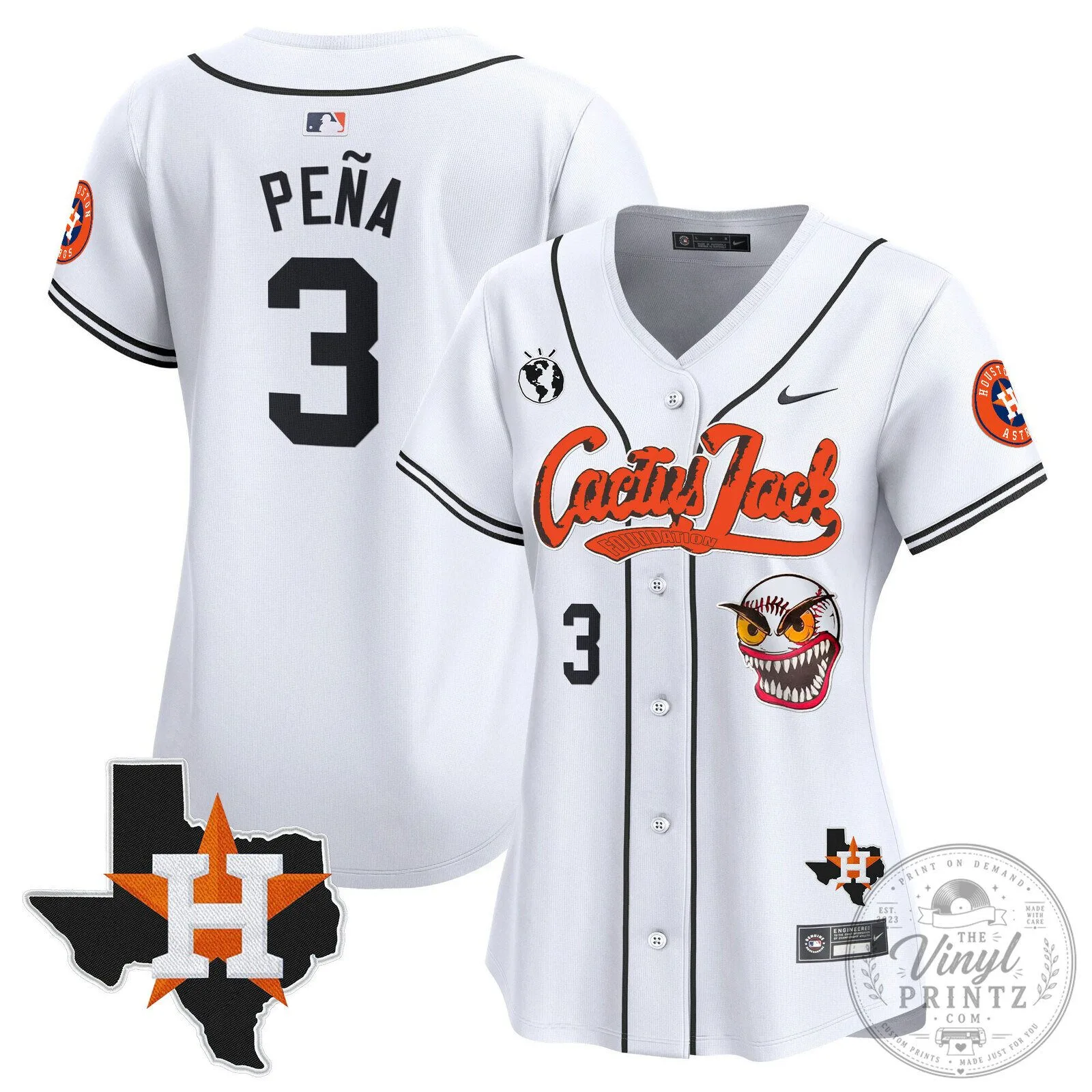 Houston Astros Cactus Jack Stroud Number 7 Women's Baseball Jersey 69 Houston Astros Cactus Jack Stroud Number 7 Women