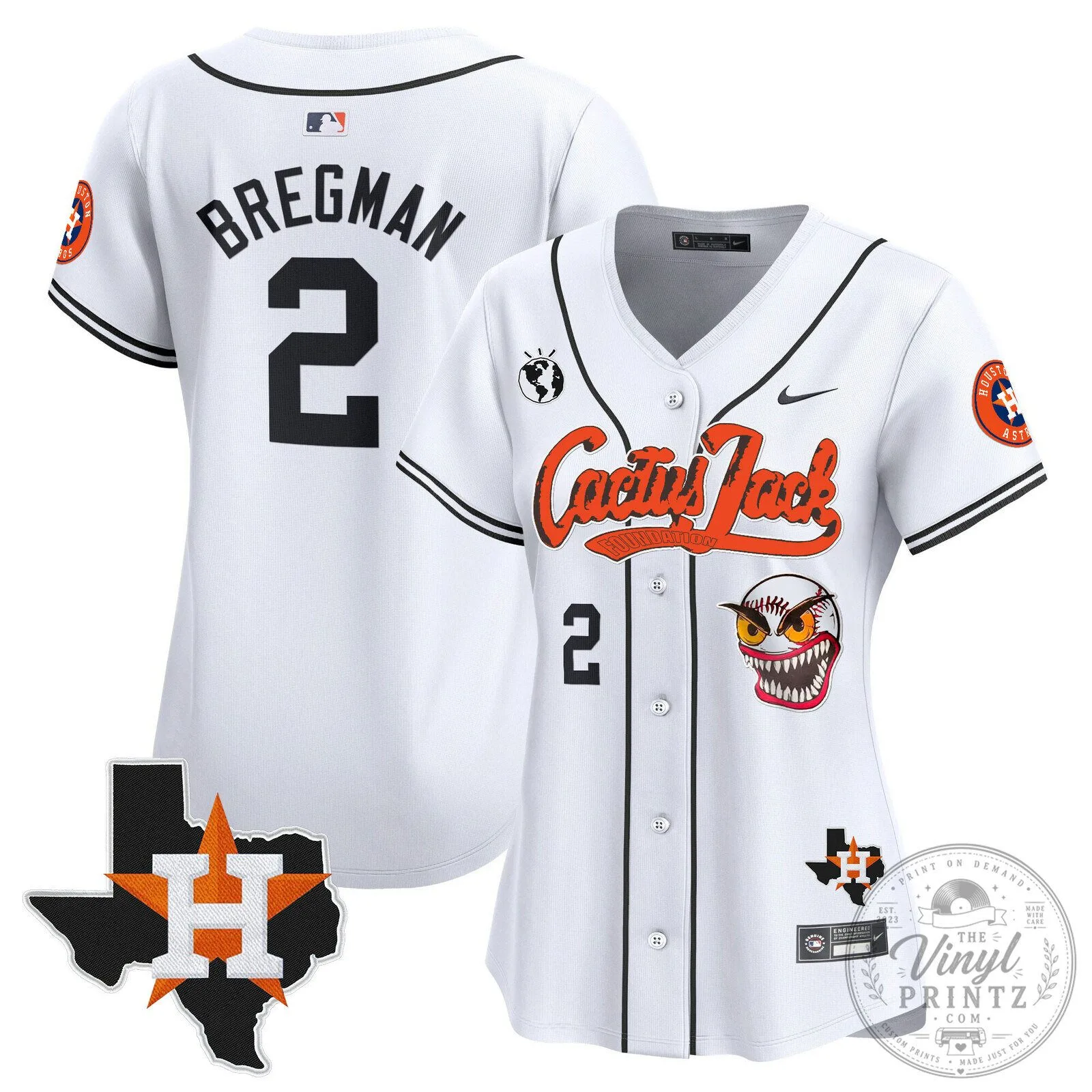 Houston Astros Cactus Jack Stroud Number 7 Women's Baseball Jersey 70 Houston Astros Cactus Jack Stroud Number 7 Women