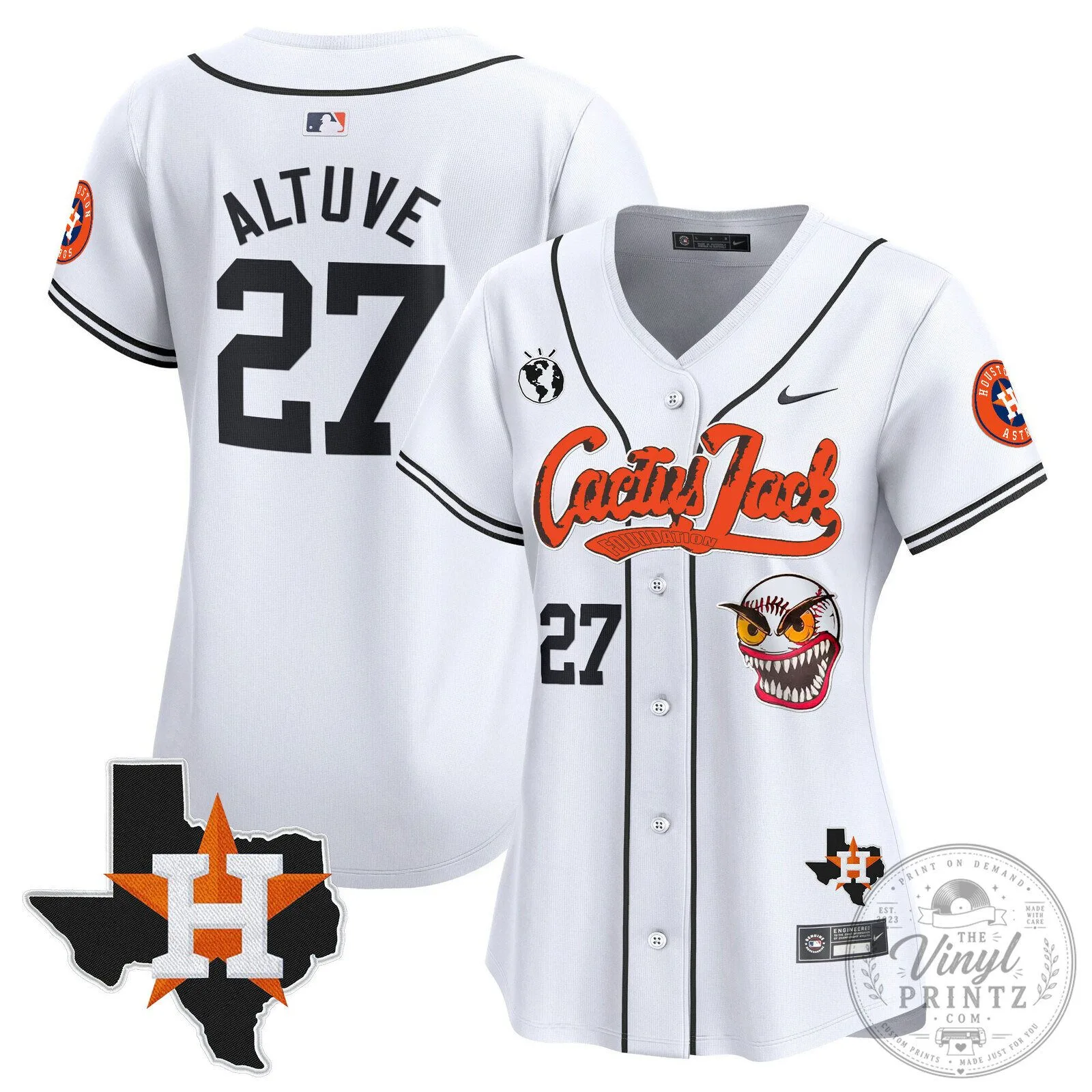 Houston Astros Cactus Jack Stroud Number 7 Women's Baseball Jersey 71 Houston Astros Cactus Jack Stroud Number 7 Women