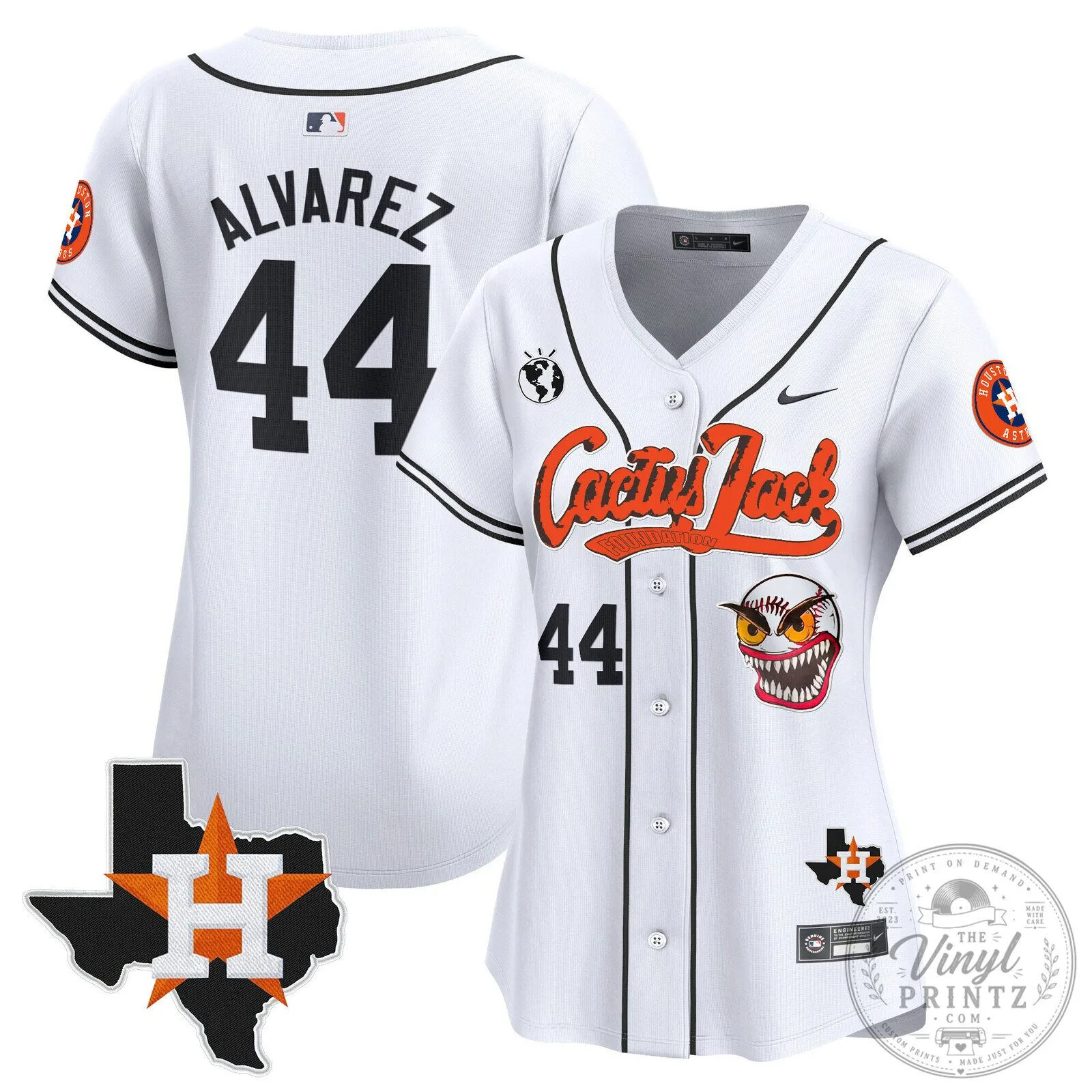 Houston Astros Cactus Jack Stroud Number 7 Women's Baseball Jersey 72 Houston Astros Cactus Jack Stroud Number 7 Women