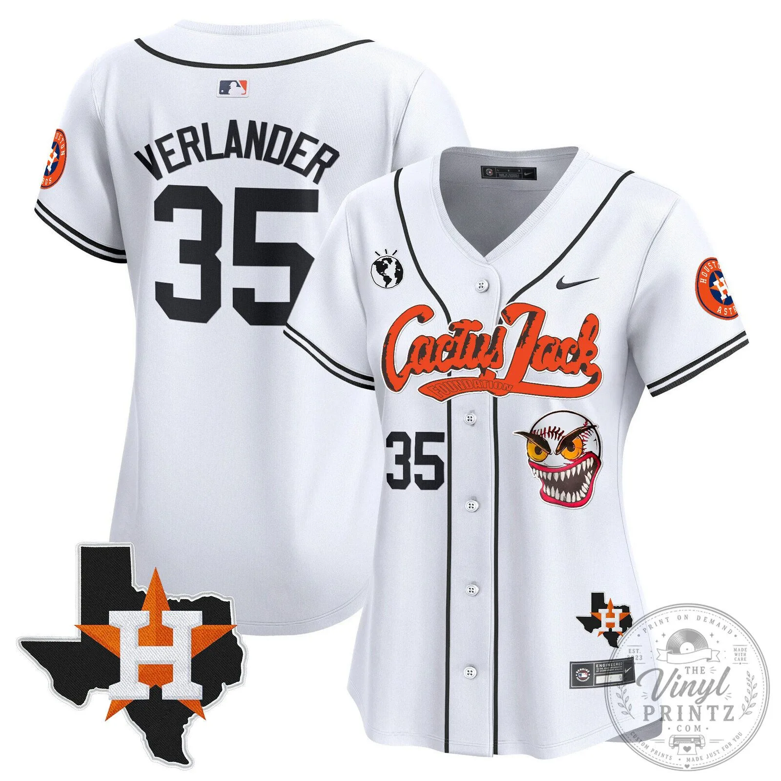 Houston Astros Cactus Jack Stroud Number 7 Women's Baseball Jersey 73 Houston Astros Cactus Jack Stroud Number 7 Women