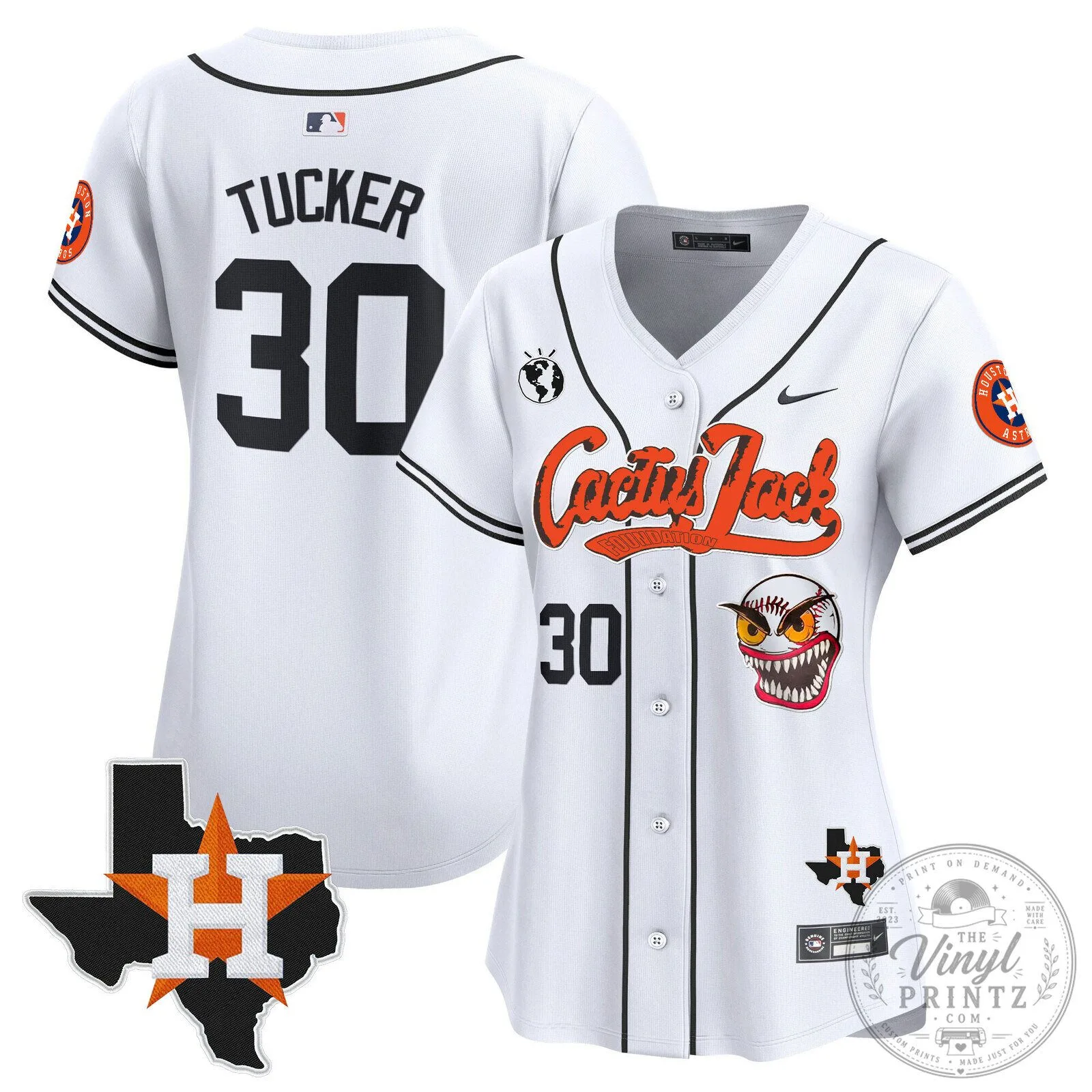 Houston Astros Cactus Jack Stroud Number 7 Women's Baseball Jersey 74 Houston Astros Cactus Jack Stroud Number 7 Women