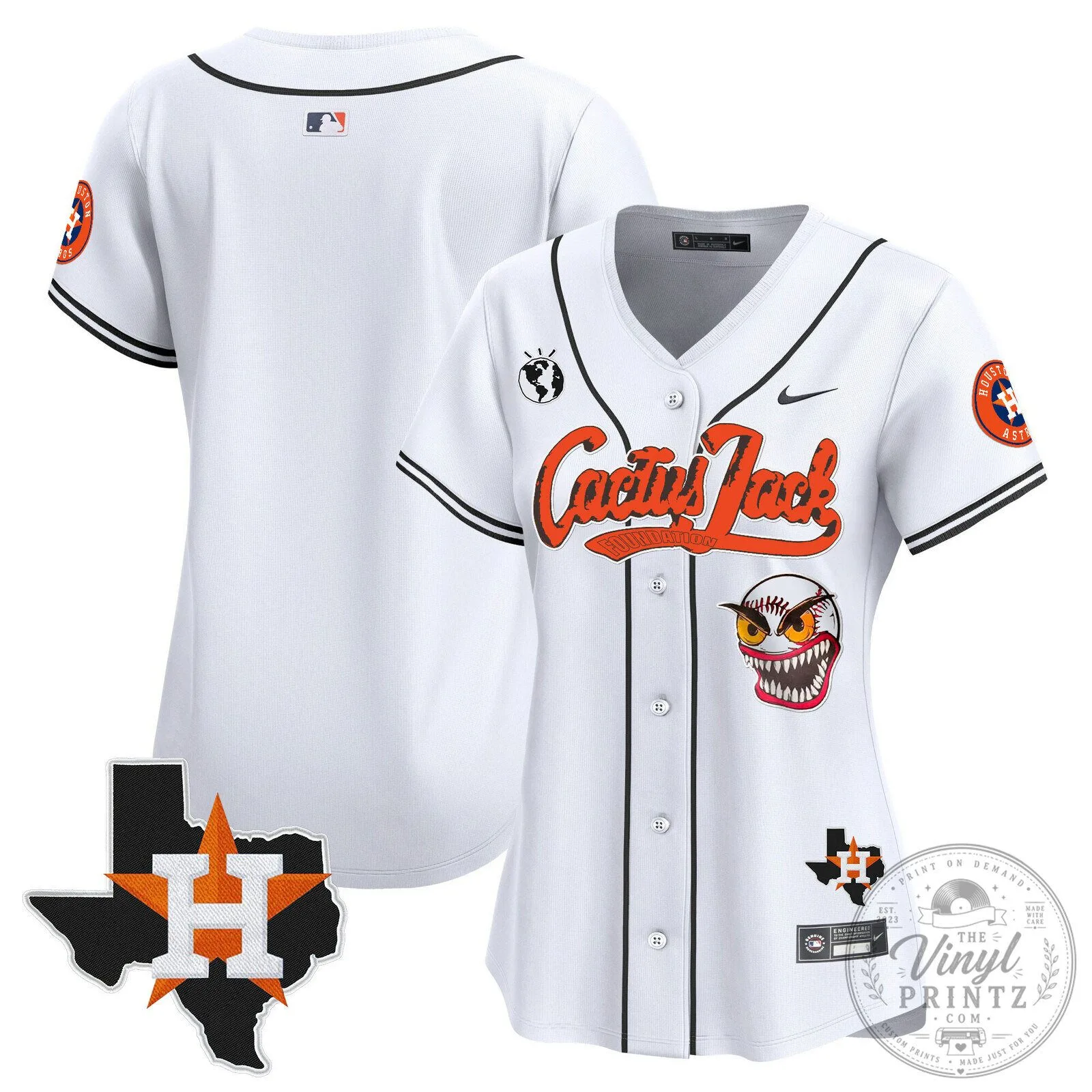 Houston Astros Cactus Jack Stroud Number 7 Women's Baseball Jersey 75 Houston Astros Cactus Jack Stroud Number 7 Women