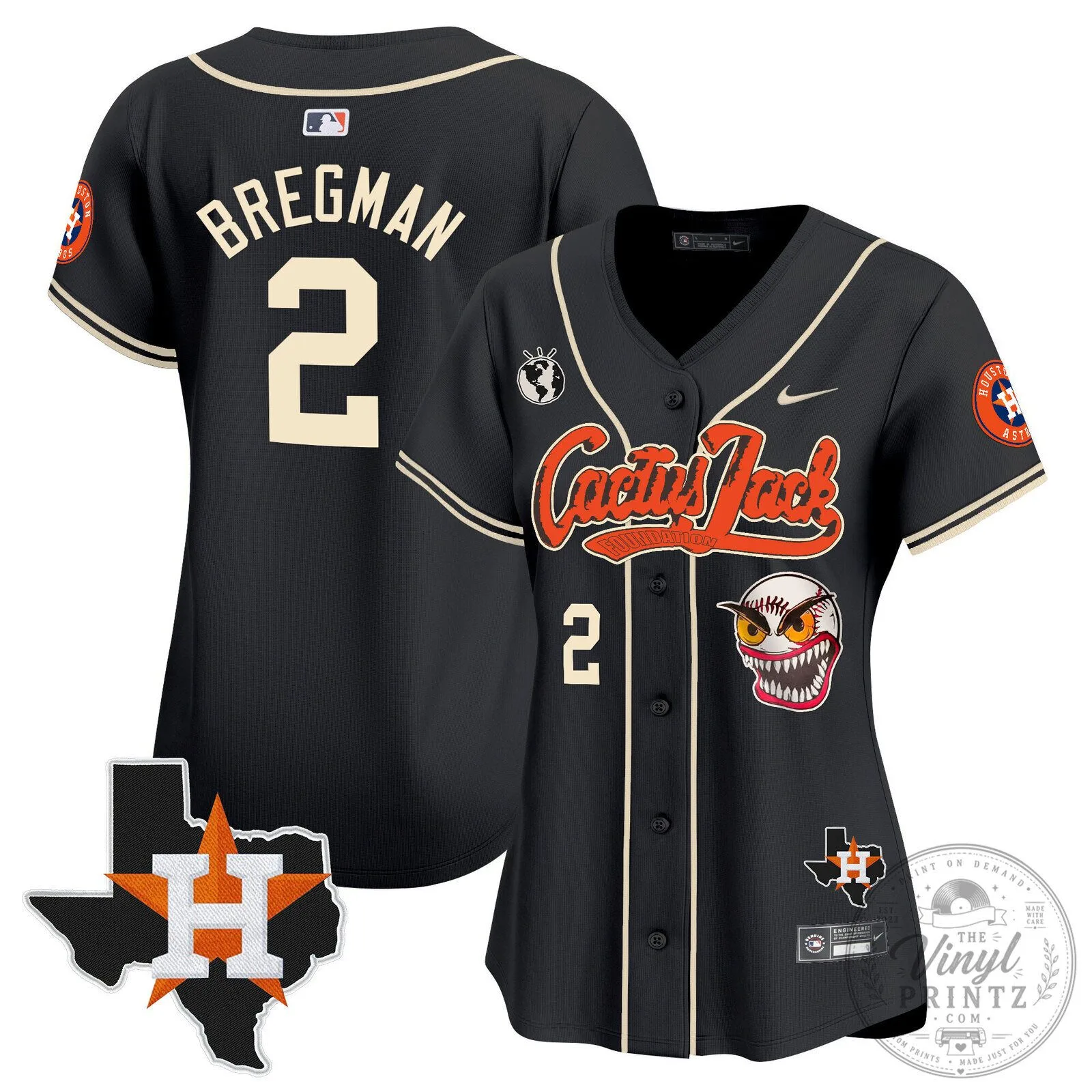 Houston Astros Cactus Jack Stroud Number 7 Women's Baseball Jersey 79 Houston Astros Cactus Jack Stroud Number 7 Women