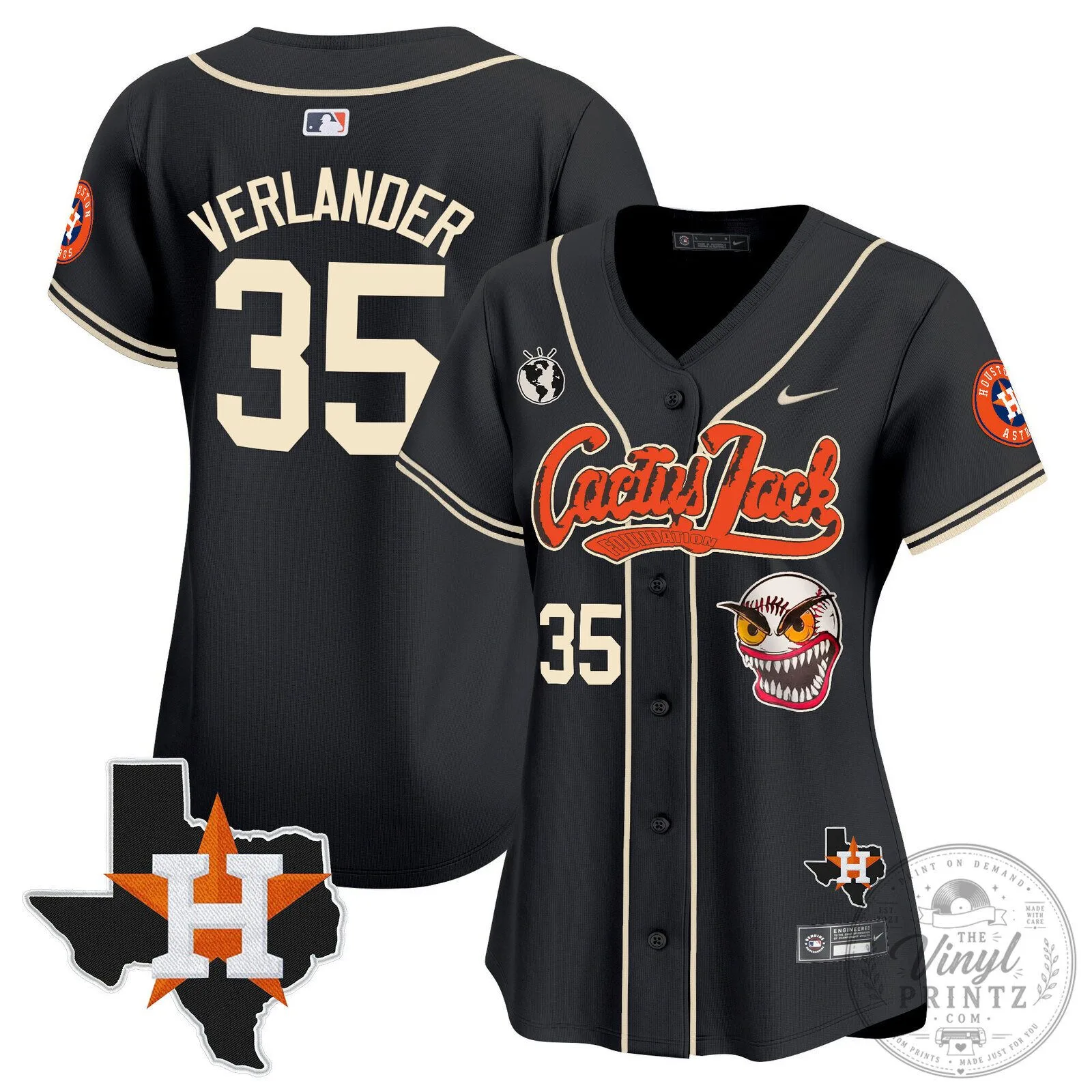 Houston Astros Cactus Jack Stroud Number 7 Women's Baseball Jersey 82 Houston Astros Cactus Jack Stroud Number 7 Women