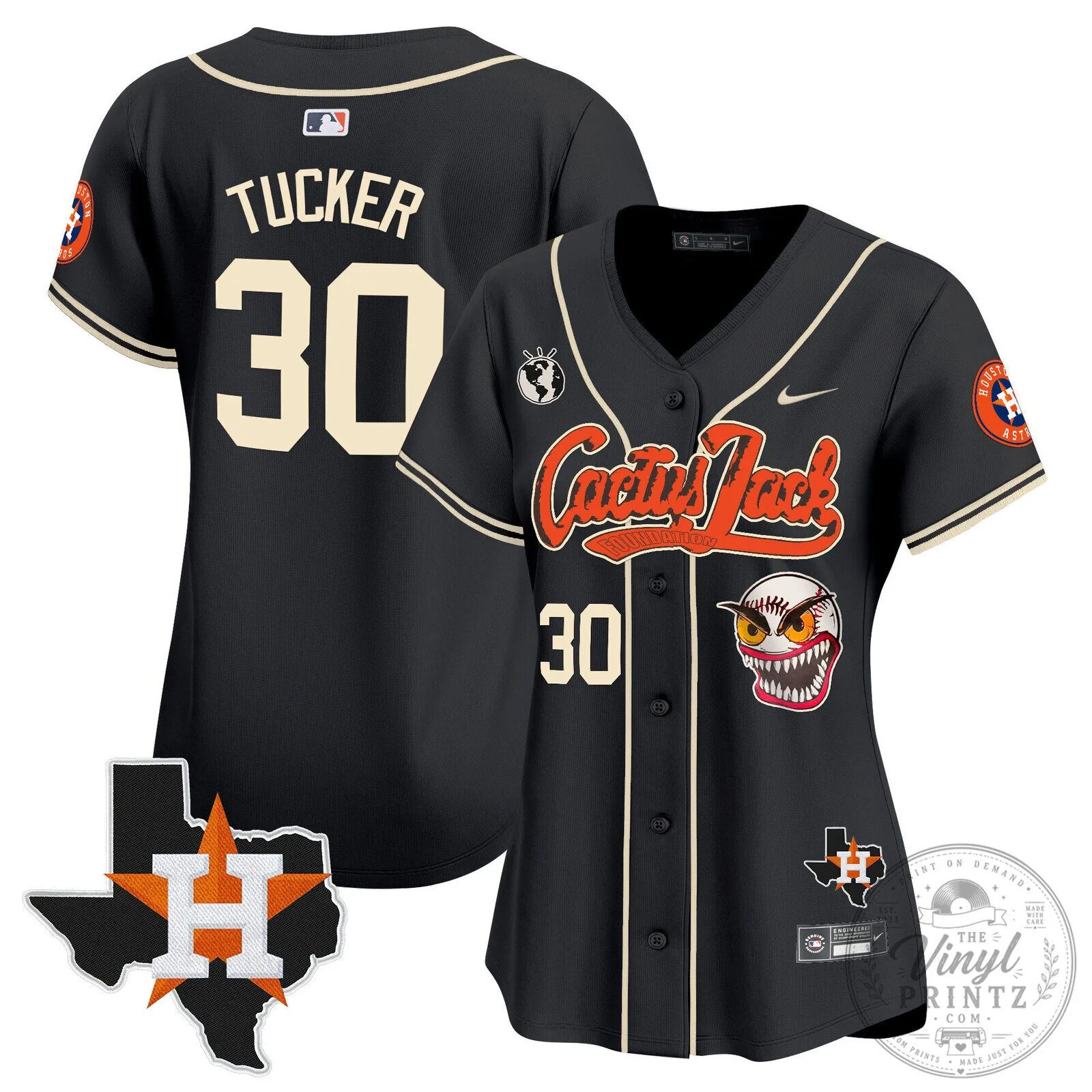 Houston Astros Cactus Jack Stroud Number 7 Women's Baseball Jersey 83 Houston Astros Cactus Jack Stroud Number 7 Women
