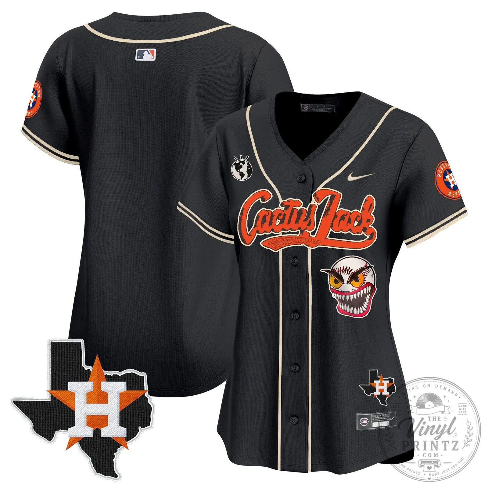 Houston Astros Cactus Jack Stroud Number 7 Women's Baseball Jersey 84 Houston Astros Cactus Jack Stroud Number 7 Women