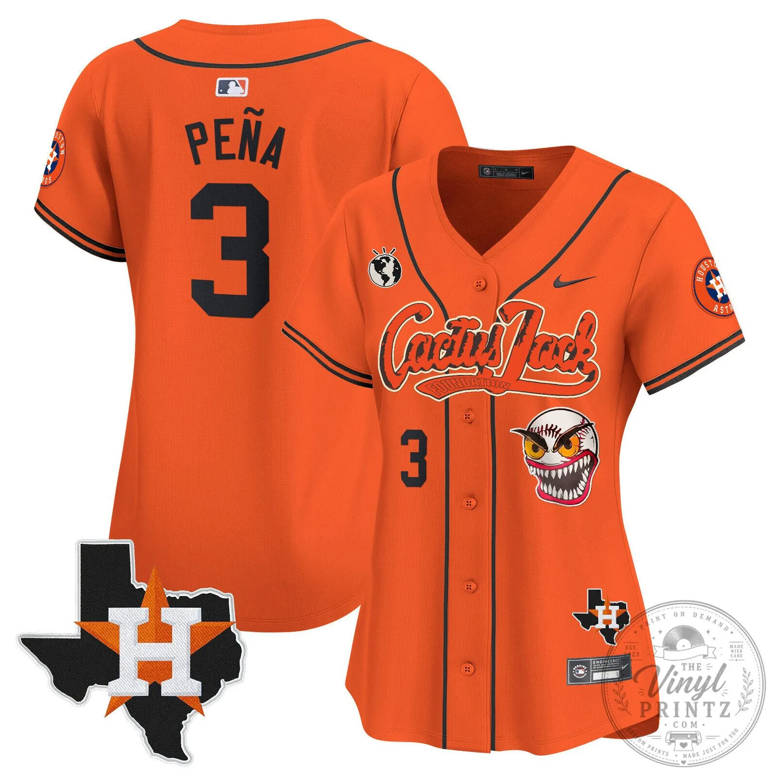 Houston Astros Cactus Jack Stroud Number 7 Women's Baseball Jersey 87 Houston Astros Cactus Jack Stroud Number 7 Women