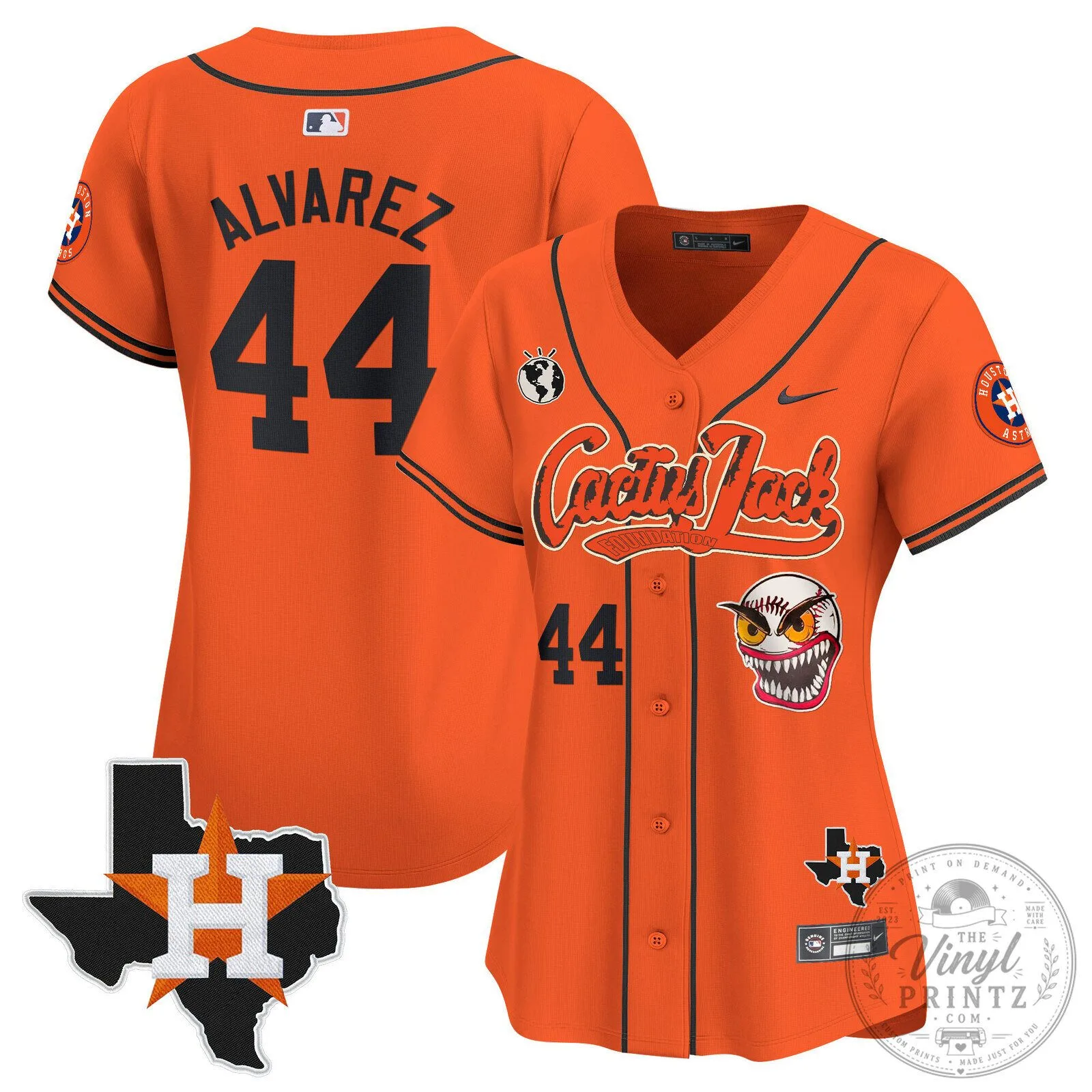 Houston Astros Cactus Jack Stroud Number 7 Women's Baseball Jersey 90 Houston Astros Cactus Jack Stroud Number 7 Women