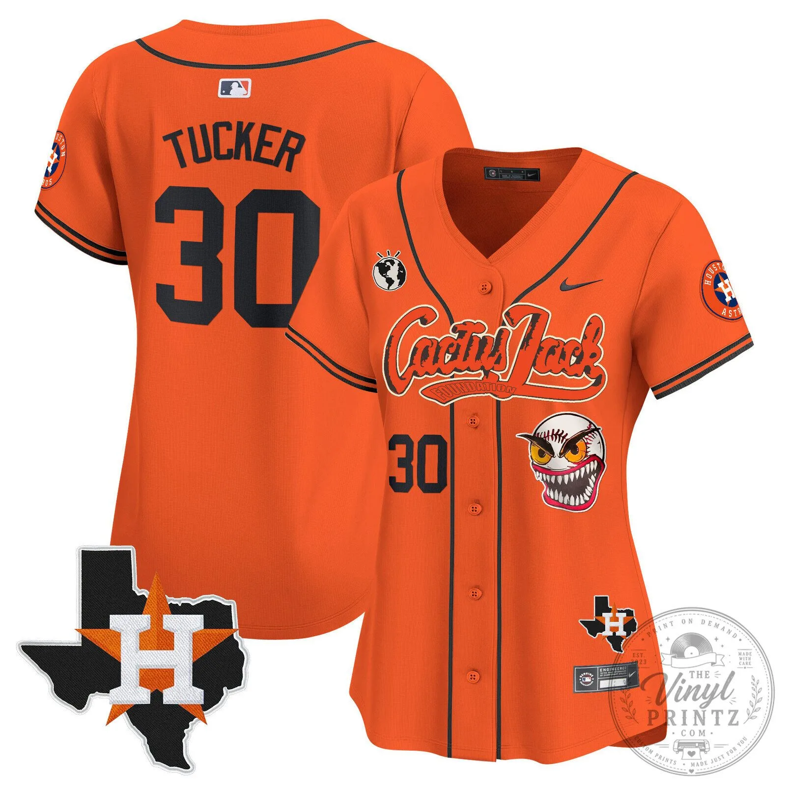 Houston Astros Cactus Jack Stroud Number 7 Women's Baseball Jersey 92 Houston Astros Cactus Jack Stroud Number 7 Women
