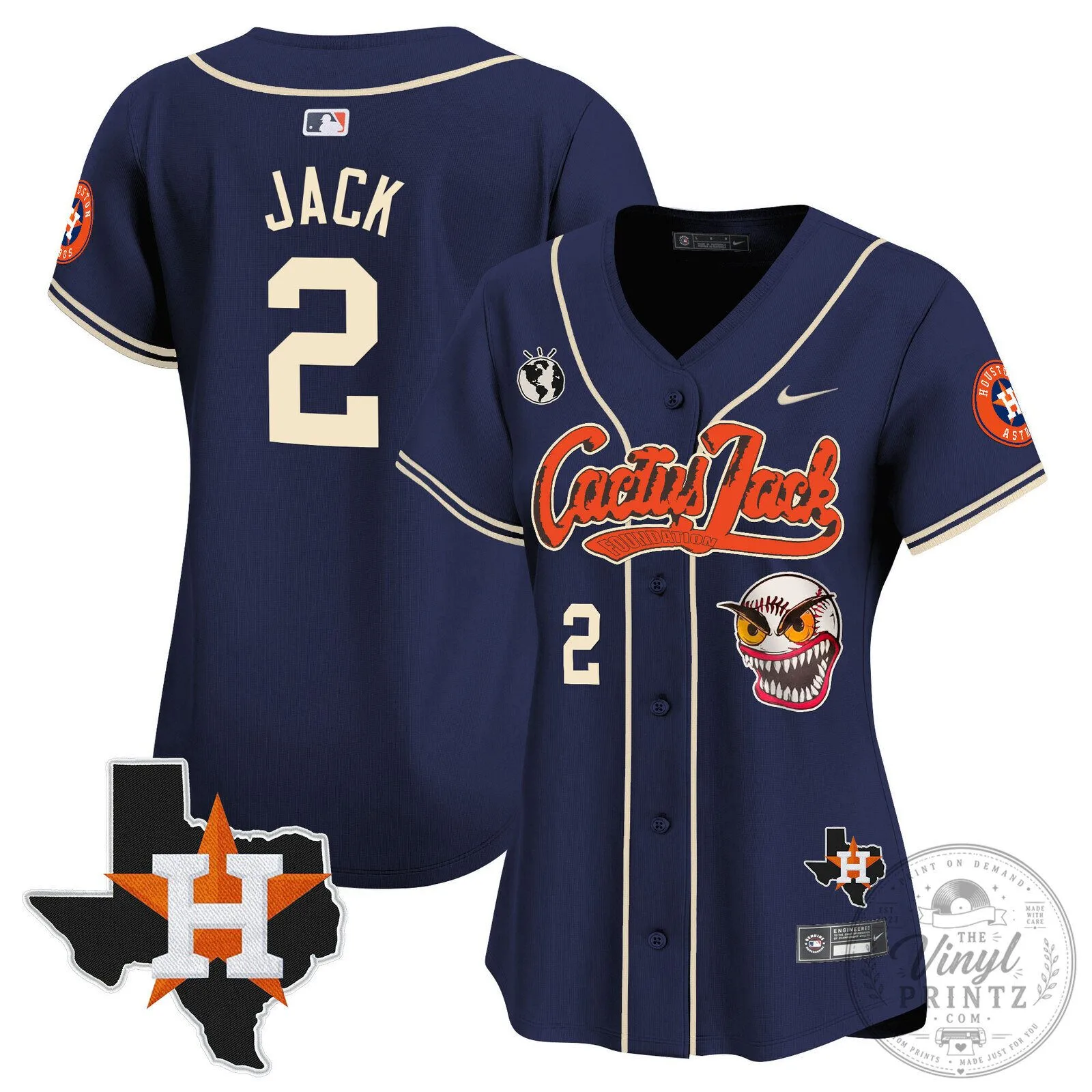 Houston Astros Cactus Jack Stroud Number 7 Women's Baseball Jersey 95 Houston Astros Cactus Jack Stroud Number 7 Women