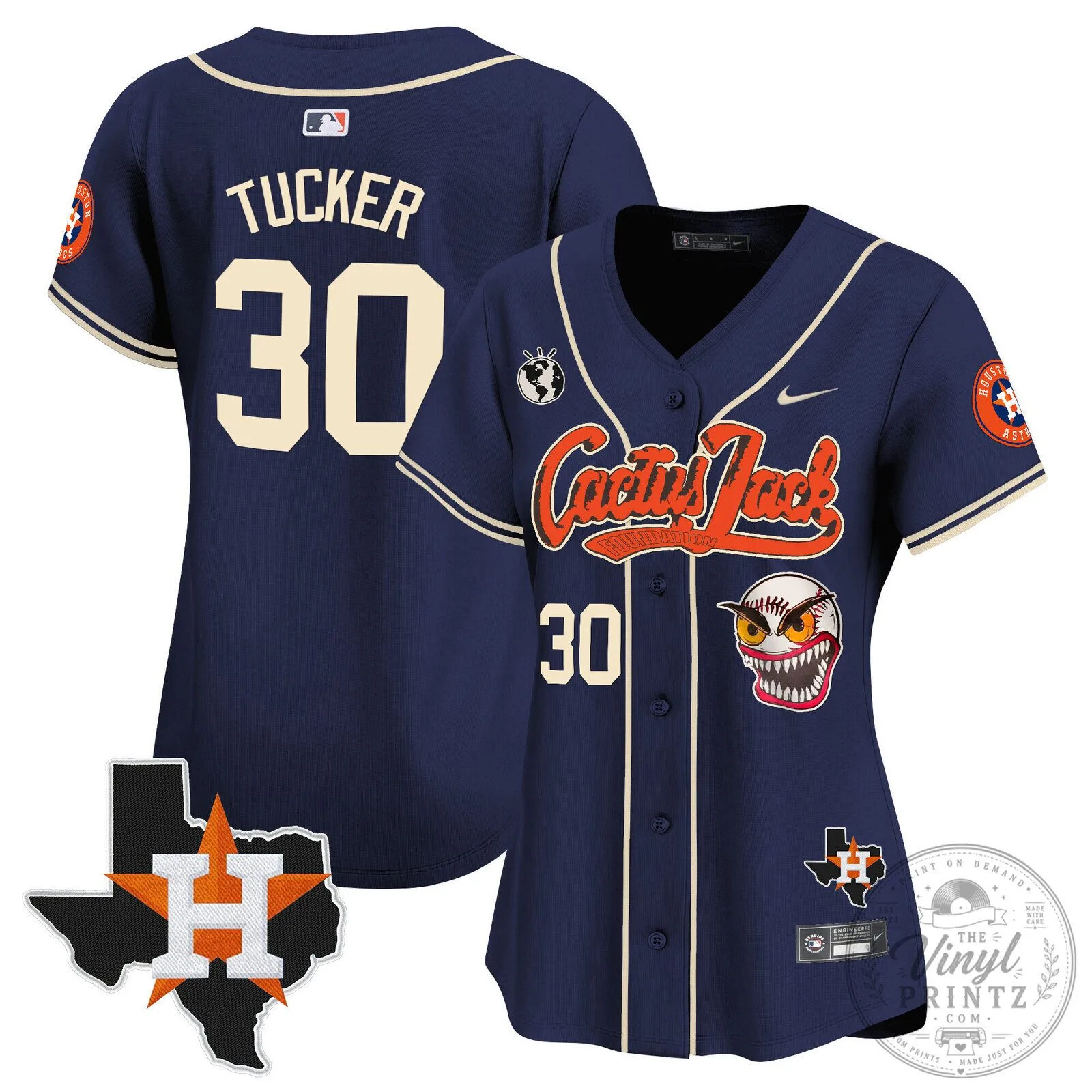 Houston Astros Cactus Jack Stroud Number 7 Women's Baseball Jersey 101 Houston Astros Cactus Jack Stroud Number 7 Women