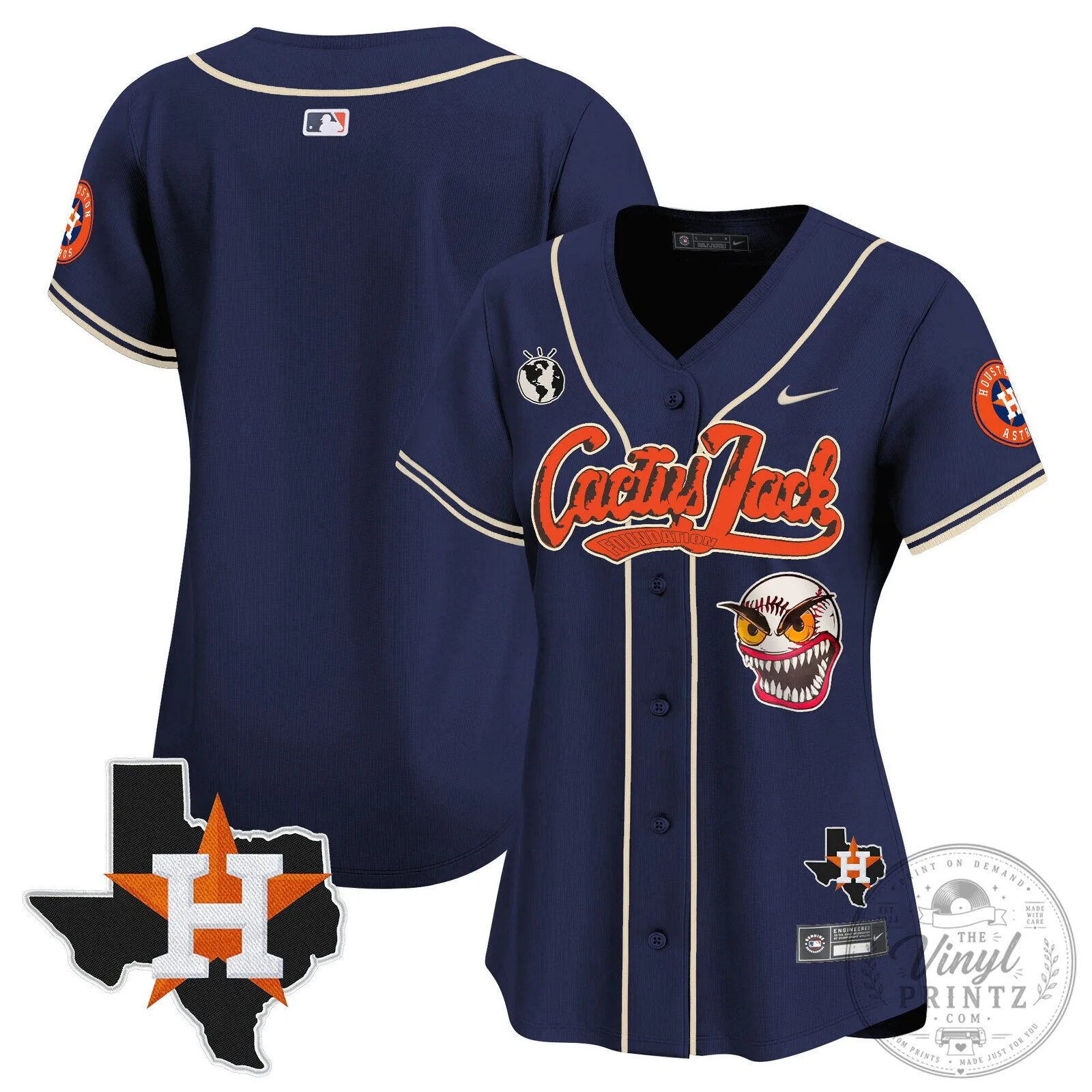 Houston Astros Cactus Jack Stroud Number 7 Women's Baseball Jersey 102 Houston Astros Cactus Jack Stroud Number 7 Women