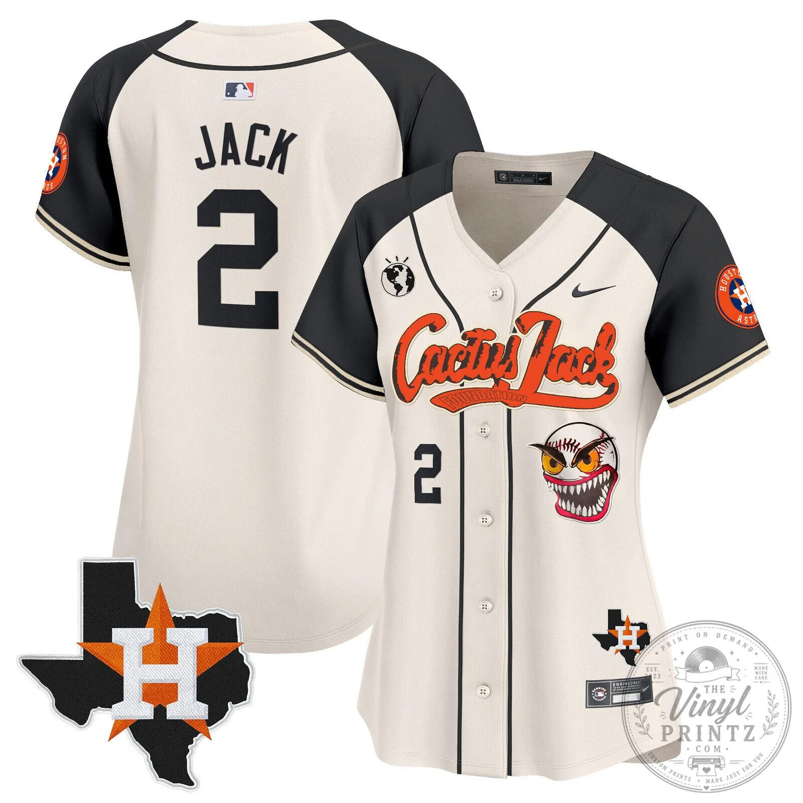 Houston Astros Cactus Jack Stroud Number 7 Women's Baseball Jersey 104 Houston Astros Cactus Jack Stroud Number 7 Women