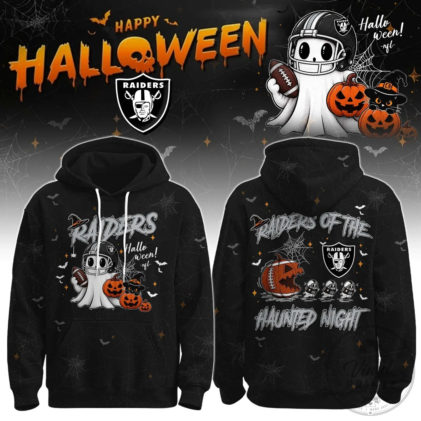 Las Vegas Raiders Halloween Ghost Football Player Haunted Night Hoodie
