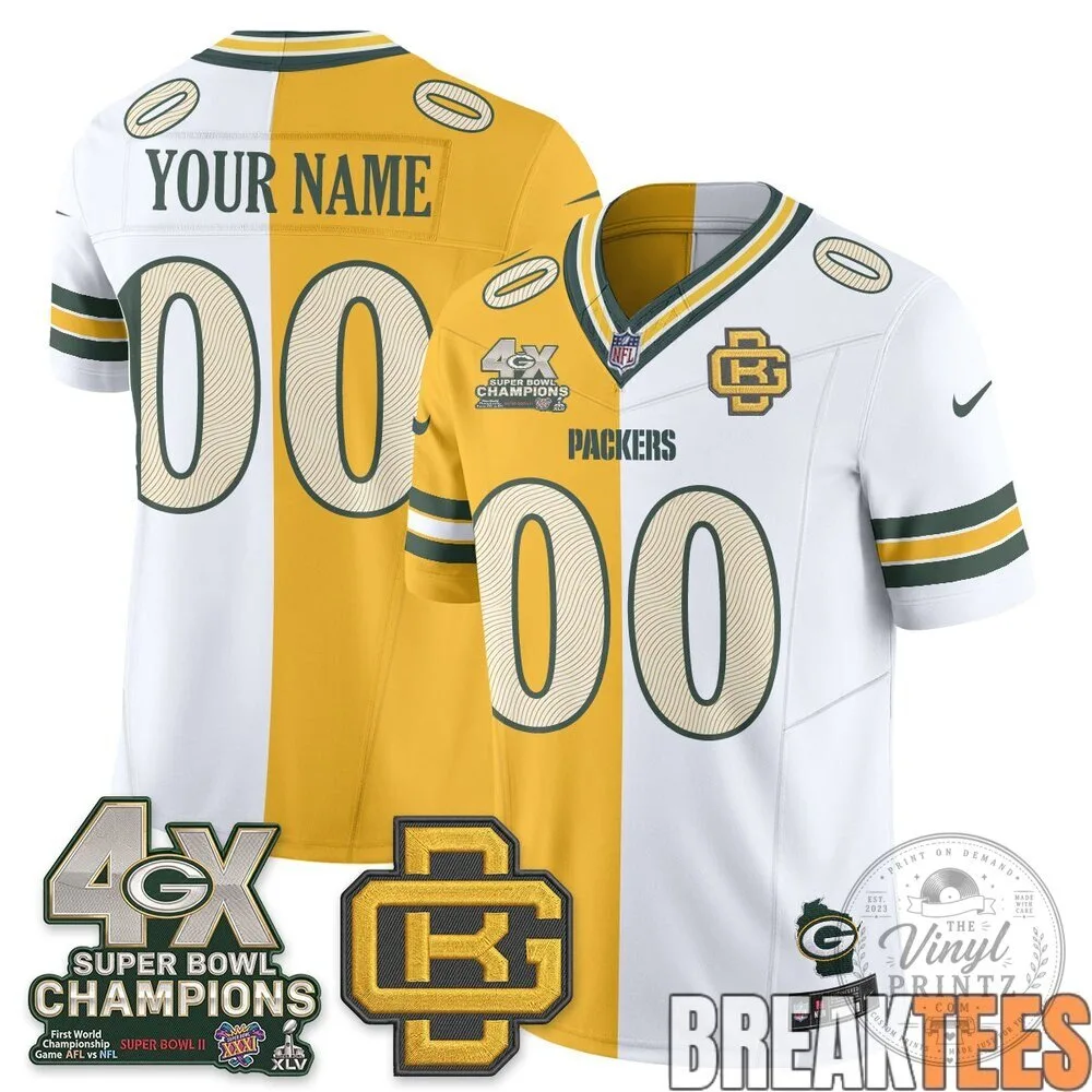 Split Edition Football Jersey for Green Bay Packers Super Bowl Champions