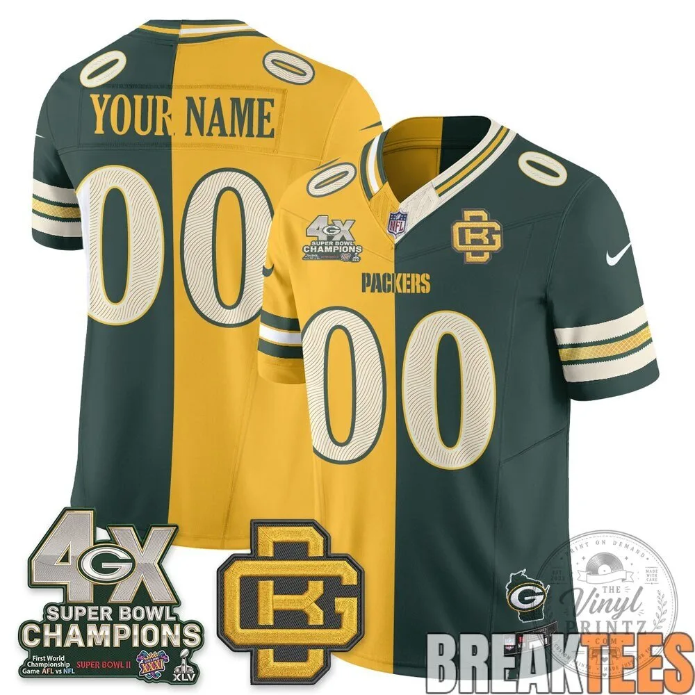 Split Edition Football Jersey for Green Bay Packers Super Bowl Champions 8 Split Edition Football Jersey for Green Bay Packers Super Bowl Champions