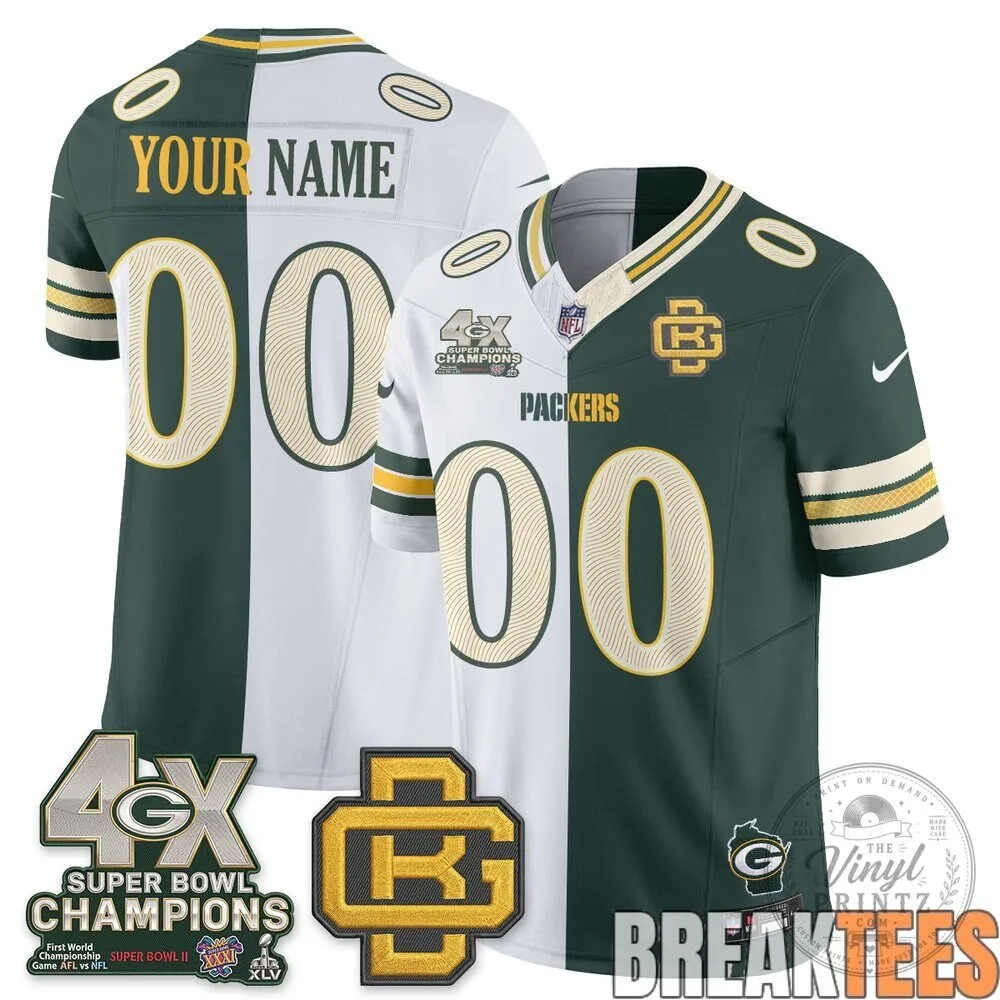 Split Edition Football Jersey for Green Bay Packers Super Bowl Champions 9 Split Edition Football Jersey for Green Bay Packers Super Bowl Champions