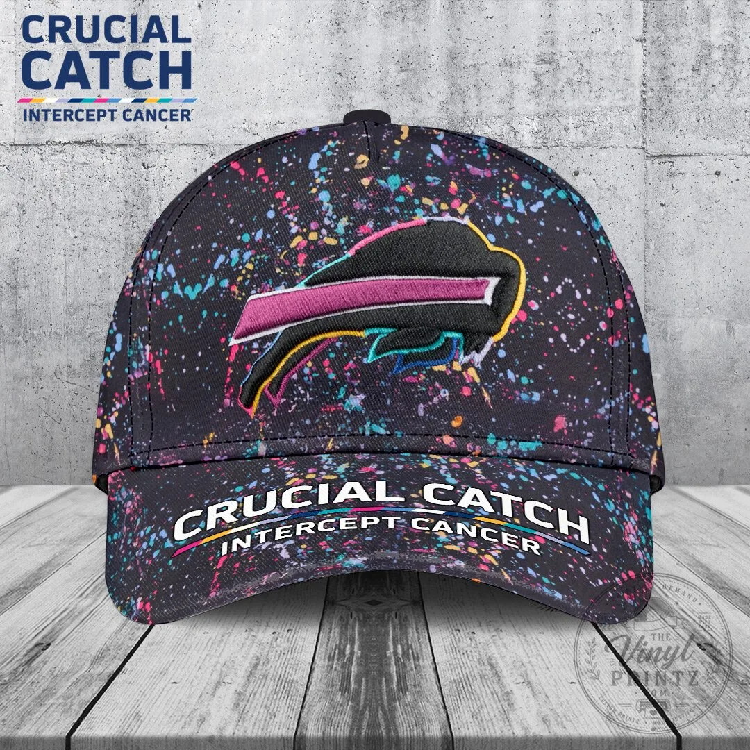 Buffalo Bills Crucial Catch Intercept Cancer Splatter Paint Cap Hat
