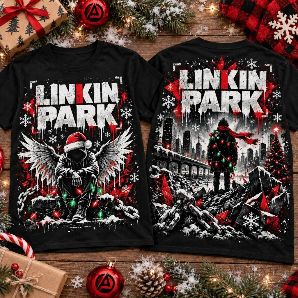 Linkin Park Holiday Rock Band Christmas Snowflakes Black T-Shirt Linkin Park Holiday Rock Band Christmas Snowflakes Black T-Shirt