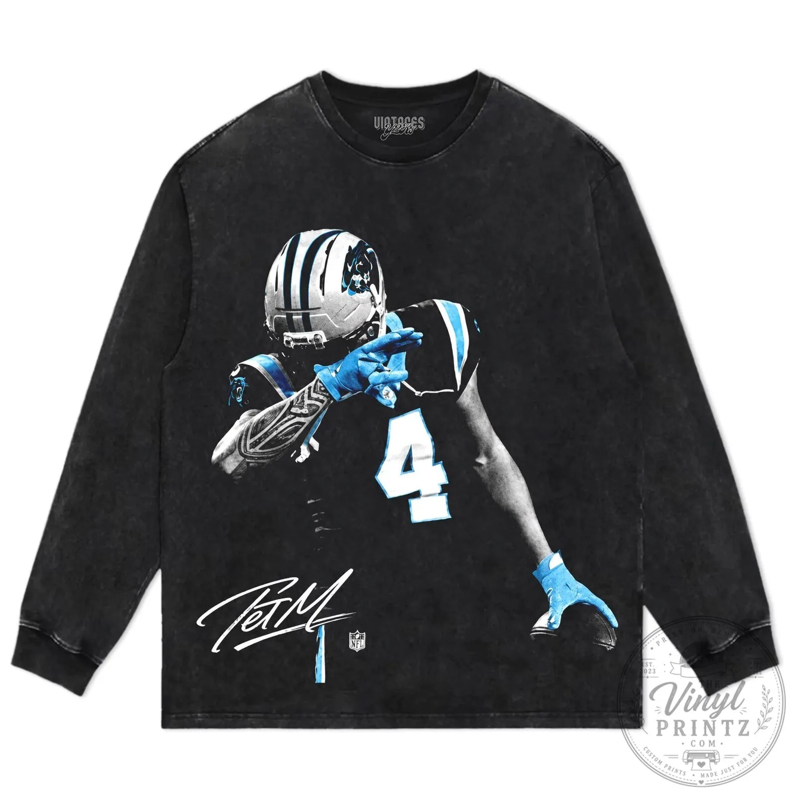 Tae Davis Carolina Panthers Dab Celebration Graphic T-Shirt 16 Tae Davis Carolina Panthers Dab Celebration Graphic T-Shirt