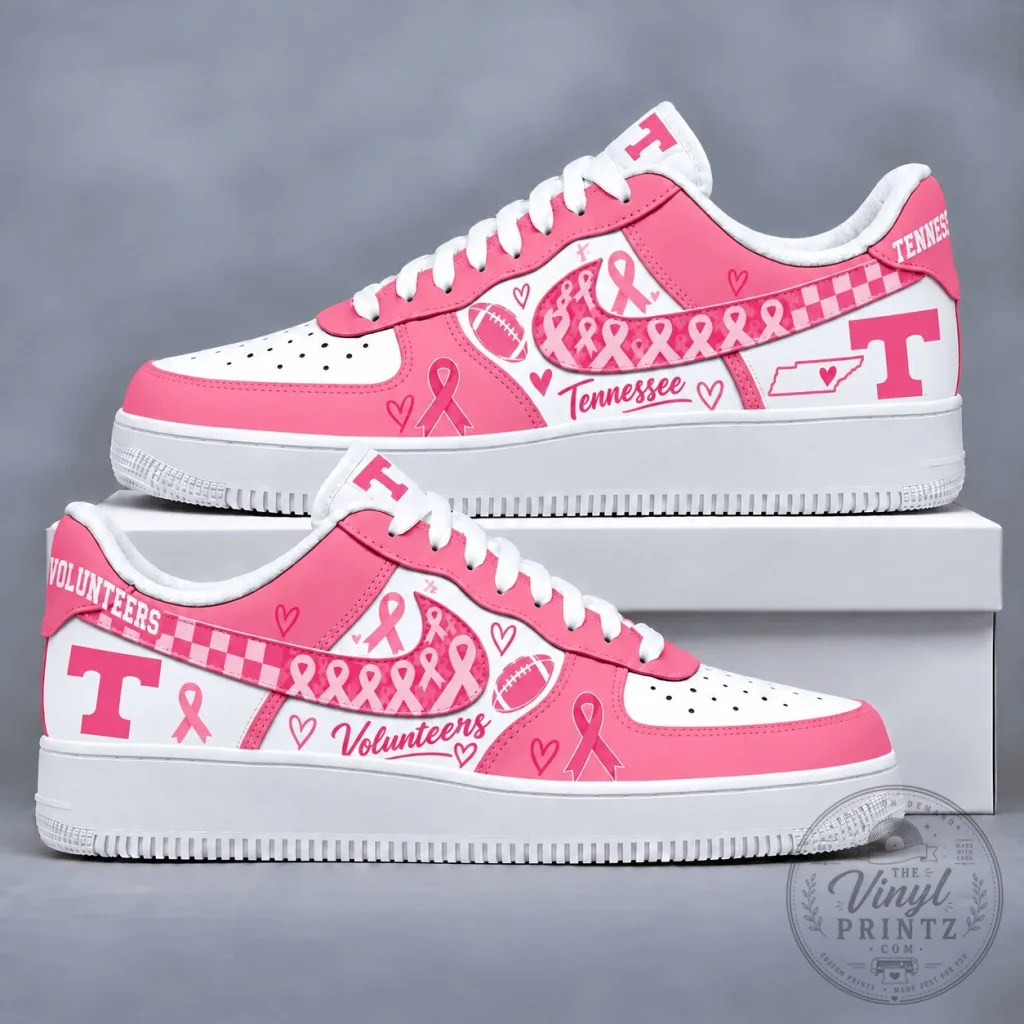 Tennessee Volunteers Breast Cancer Awareness Pink Ribbon Sneakers Tennessee Volunteers Breast Cancer Awareness Pink Ribbon Sneakers