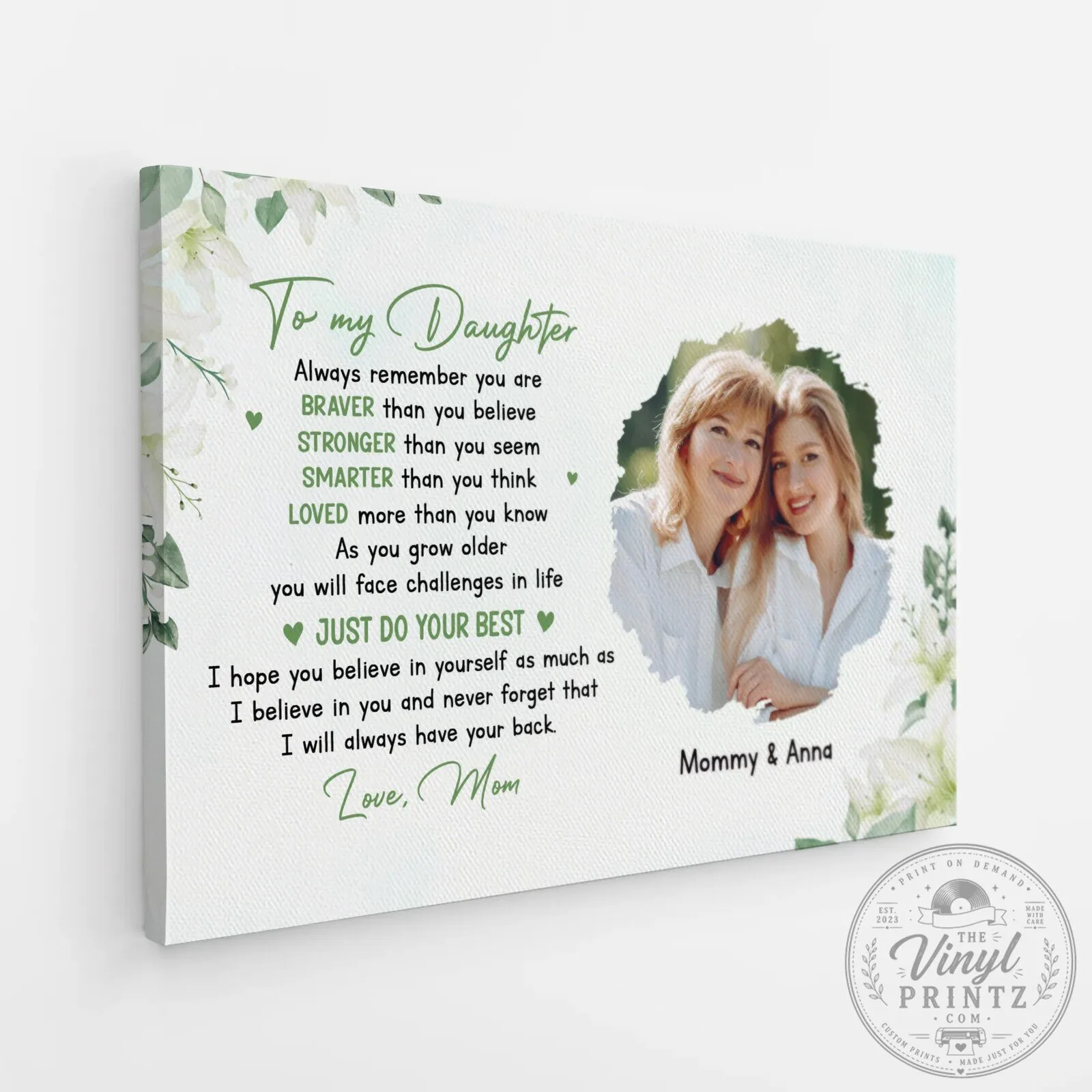 Personalized To My Daughter Braver Stronger Smarter Loved Photo Canvas Wall Art 7 Personalized To My Daughter Braver Stronger Smarter Loved Photo Canvas Wall Art