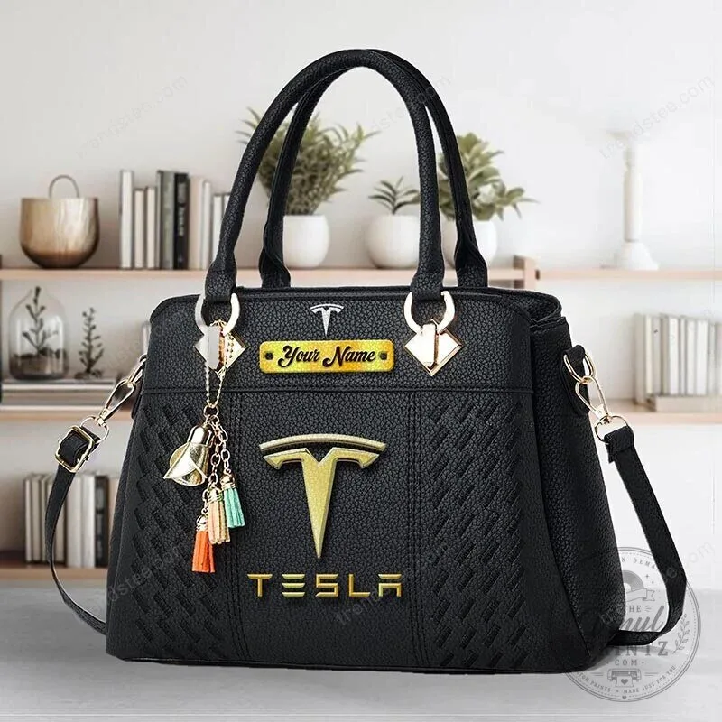 Tesla Custom Name Classic Leather Women Handbag