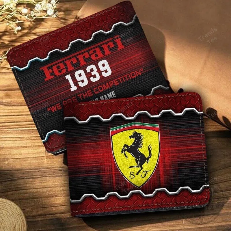 Ferrari 1939 We Pre The Competition Red Black Diamond Plate Wallet